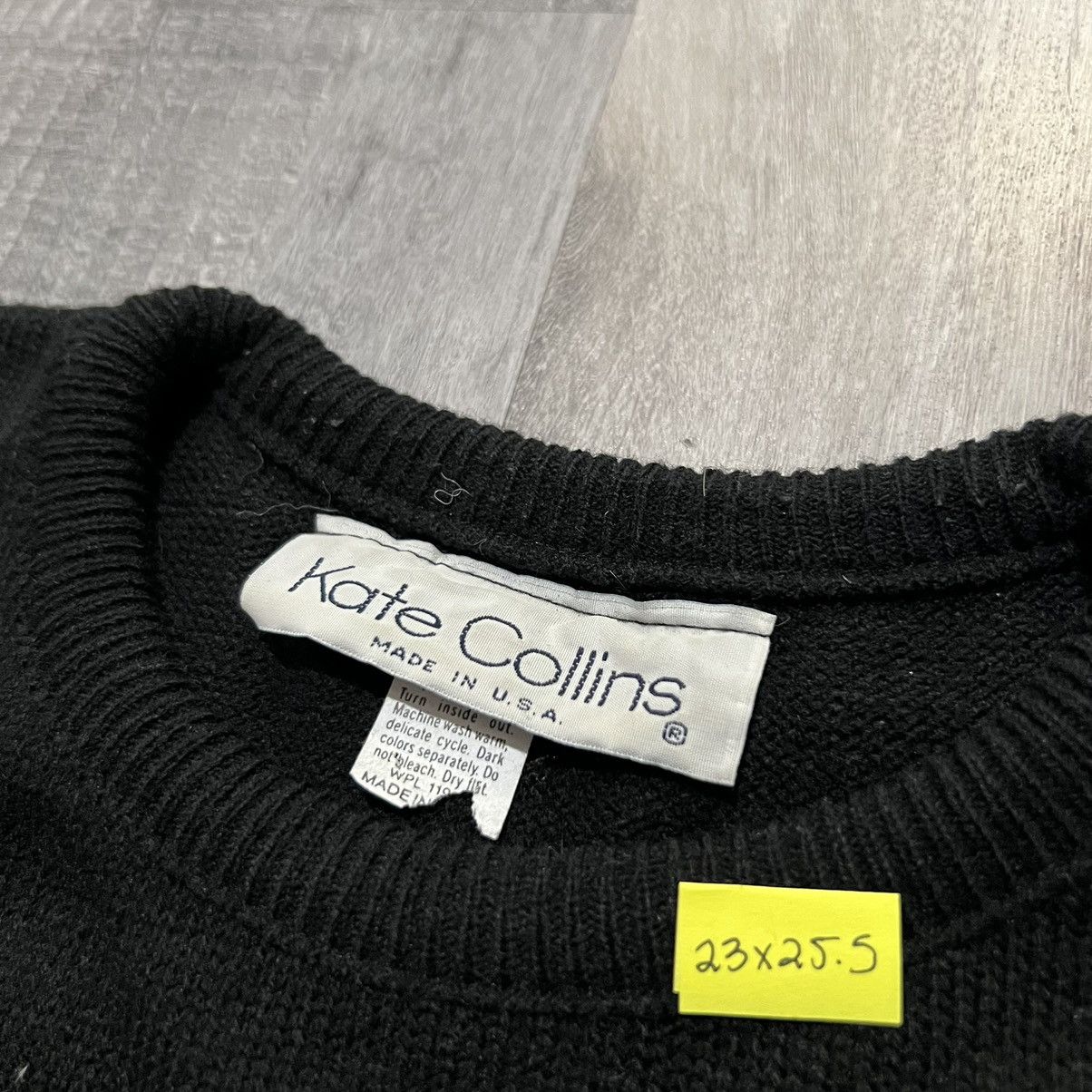 Vintage VTG Kate Collins Black Grey Striped USA Knit Stripe Sweater Size L / US 10 / IT 46 - 4 Thumbnail
