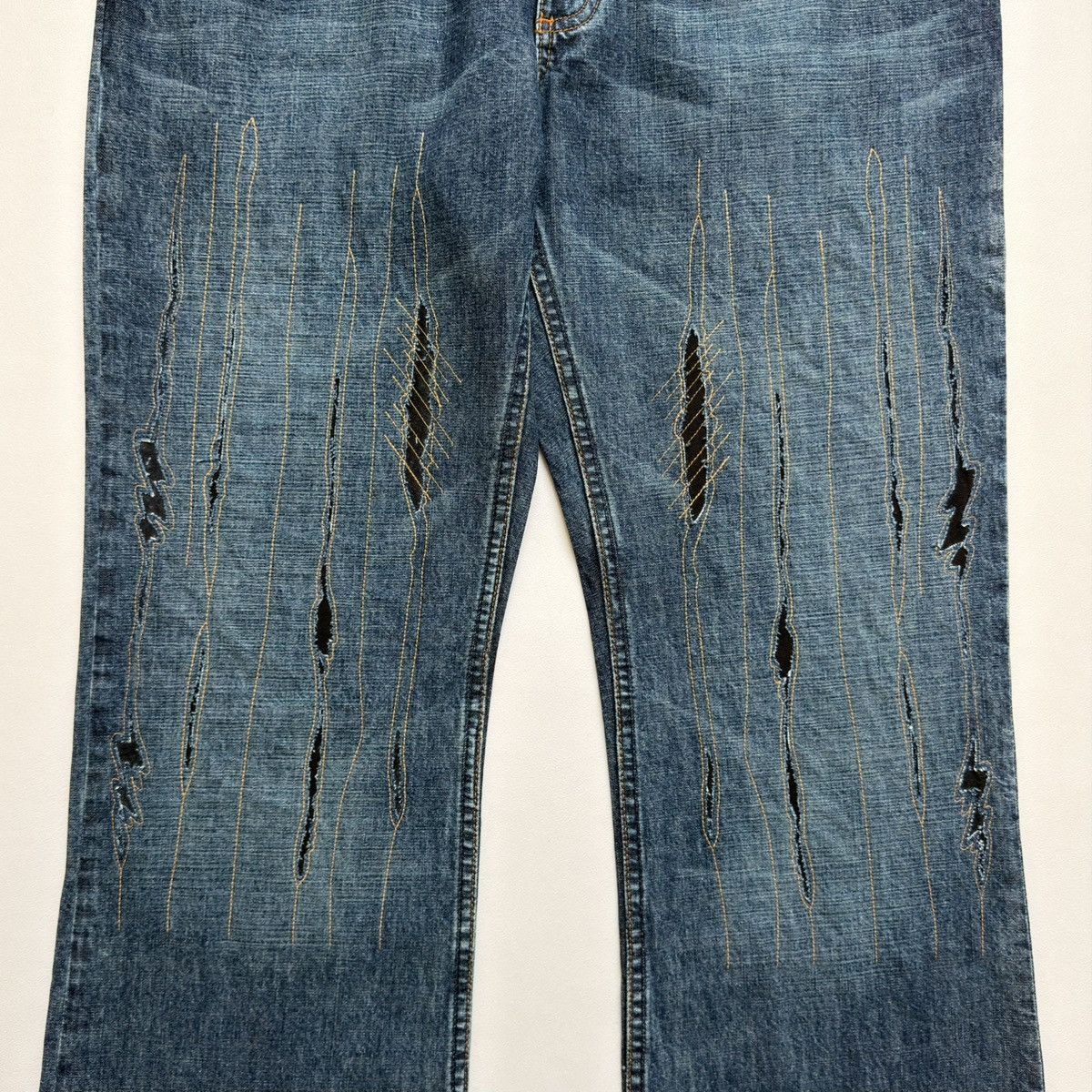 Walter Van Beirendonck 1990s ‘Lightning Bolt’ Scar Stitch Denim Jeans Size US 32 / EU 48 - 9 Thumbnail
