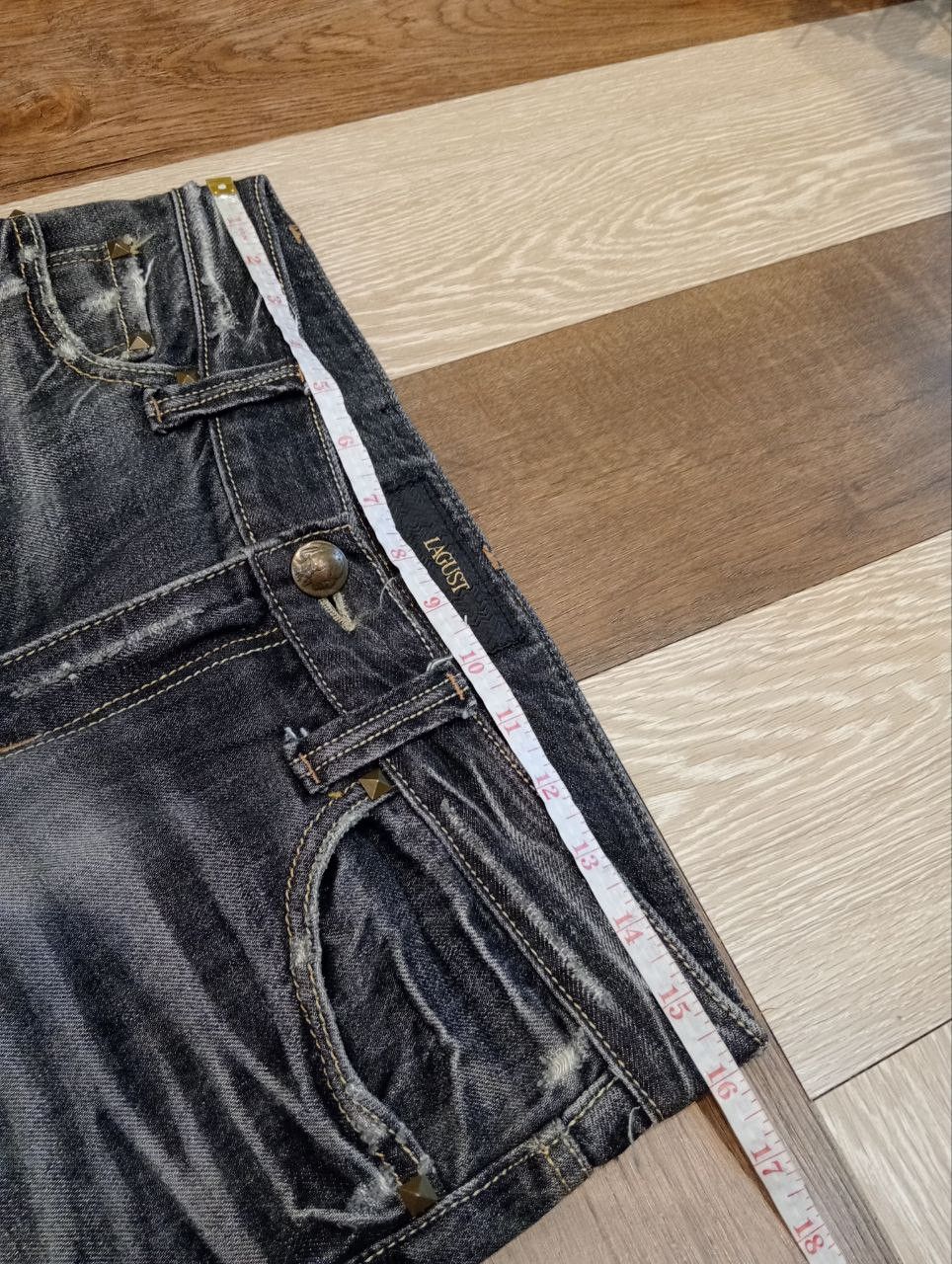 If Six Was Nine JAPANESE LAGUST FLARED DISTRESSED WASHED DENIM JEANS Size US 32 / EU 48 - 18 Thumbnail
