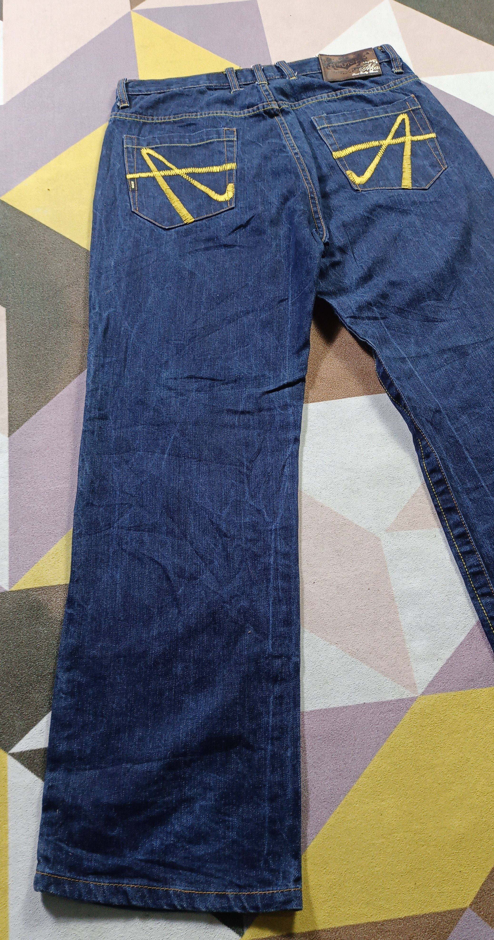 Akademiks × JNCO × Japanese Brand Akademiks Jeans Baggy Dark Wash Embroidered Pockets Hip Hop Size US 34 / EU 50 - 3 Thumbnail
