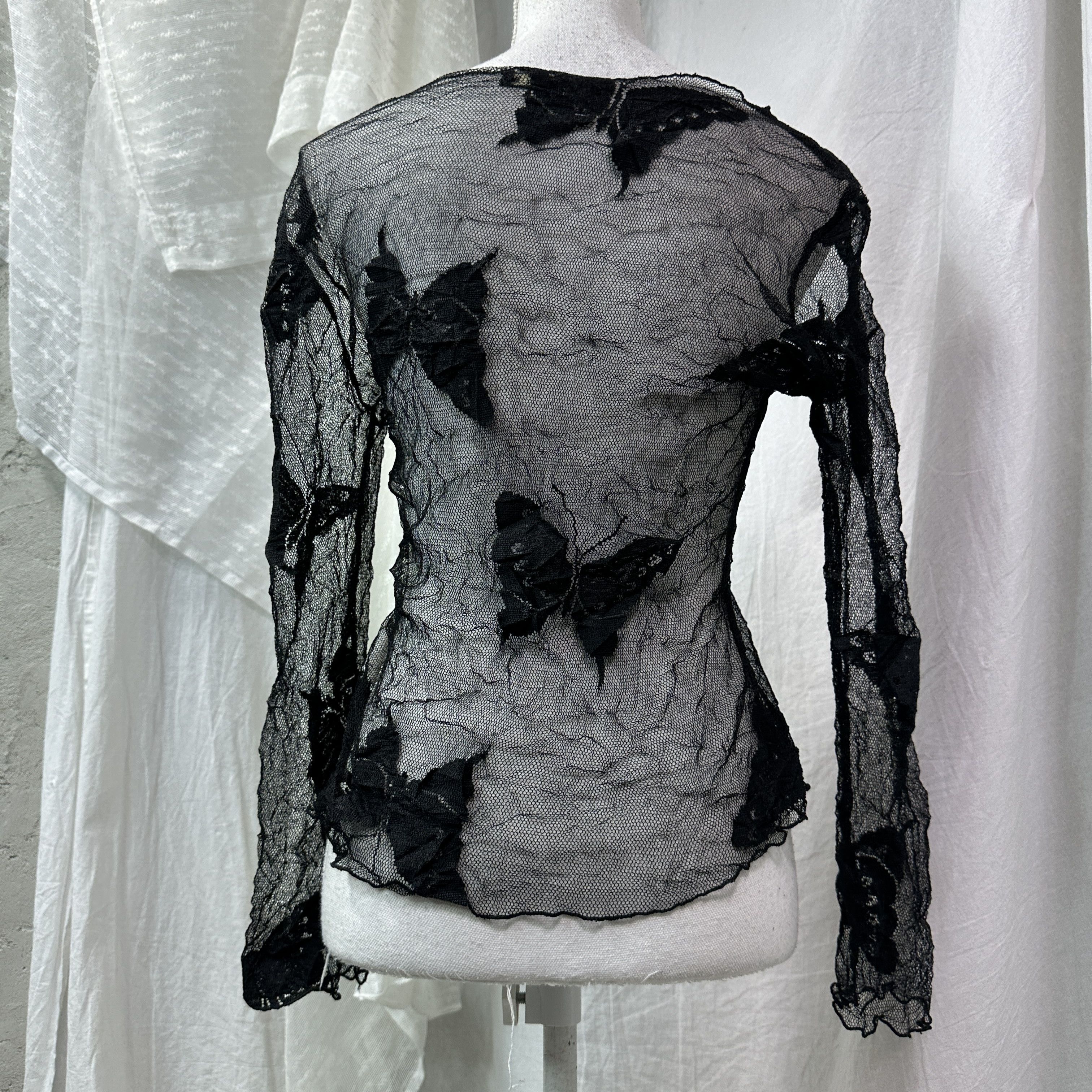 Vintage Vintage Avant Garde Sheer Butterflies Meshtop Y2K Size M / US 6-8 / IT 42-44 - 5 Thumbnail