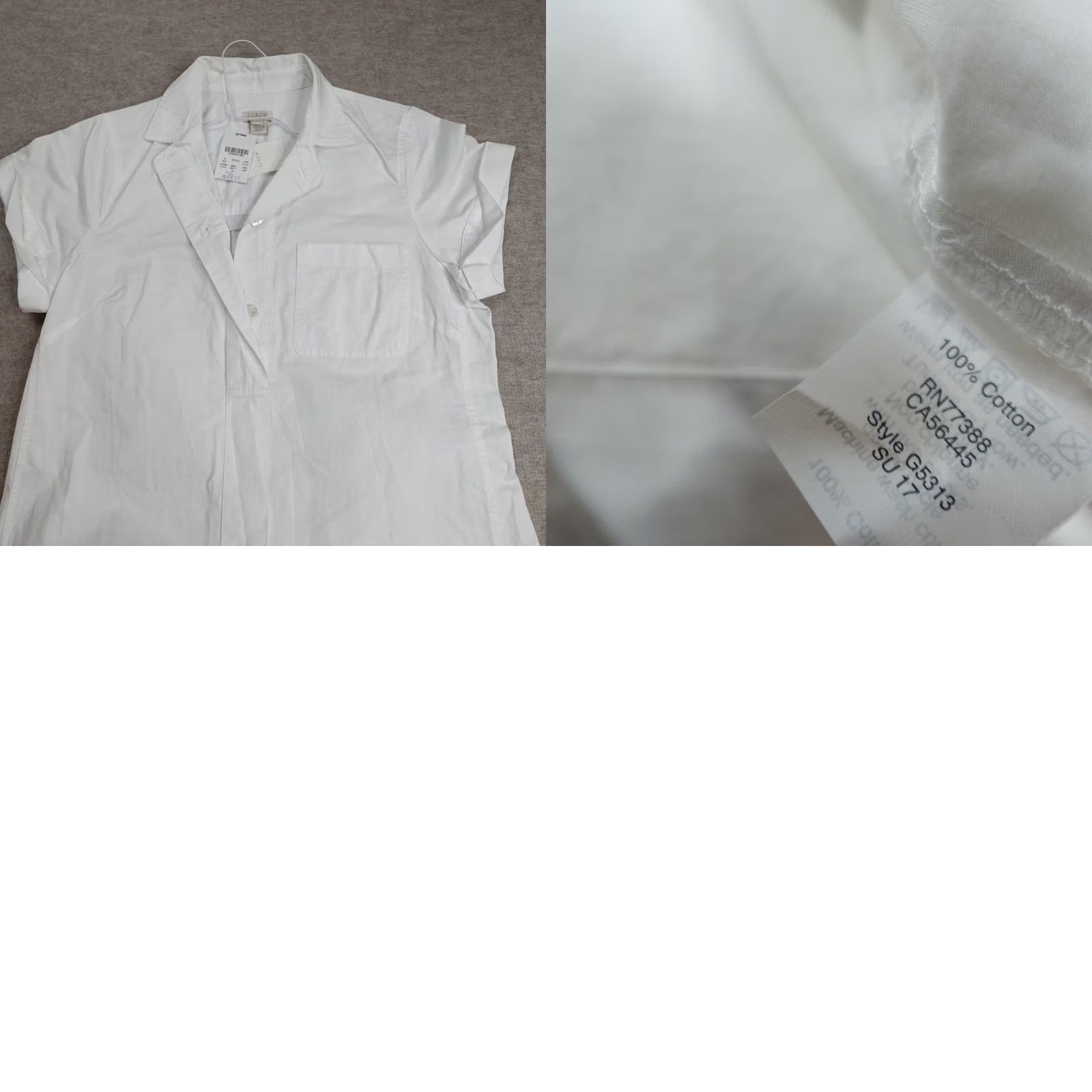 J.Crew J.CREW Womens Dress Small White Popover Cotton Shirt NEW G5313 Size S / US 4 / IT 40 - 8 Thumbnail