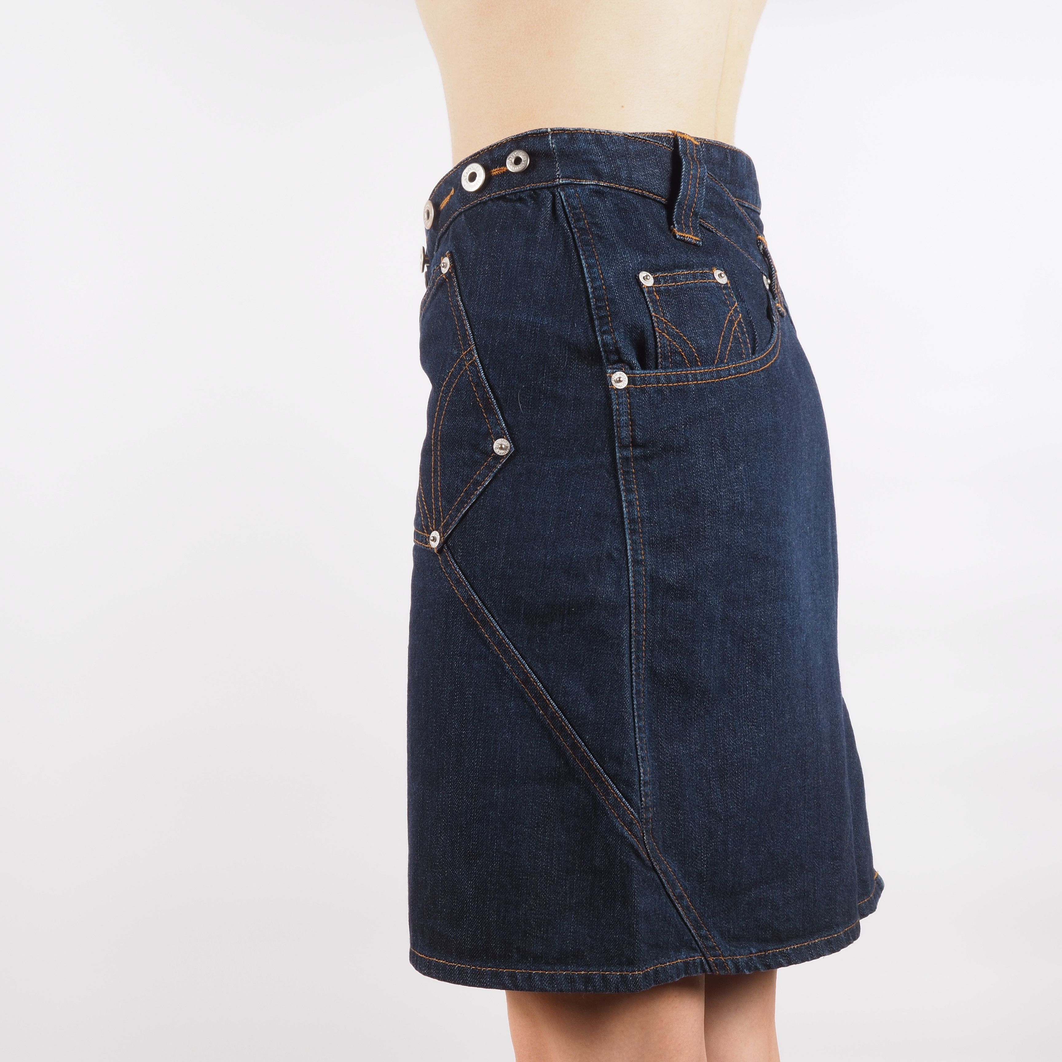 Dolce & Gabbana Dolce & Gabbana Vintage 90s Y2K Asymmetric Dark Denim Skirt Size 27" / US 4 / IT 40 - 6 Thumbnail