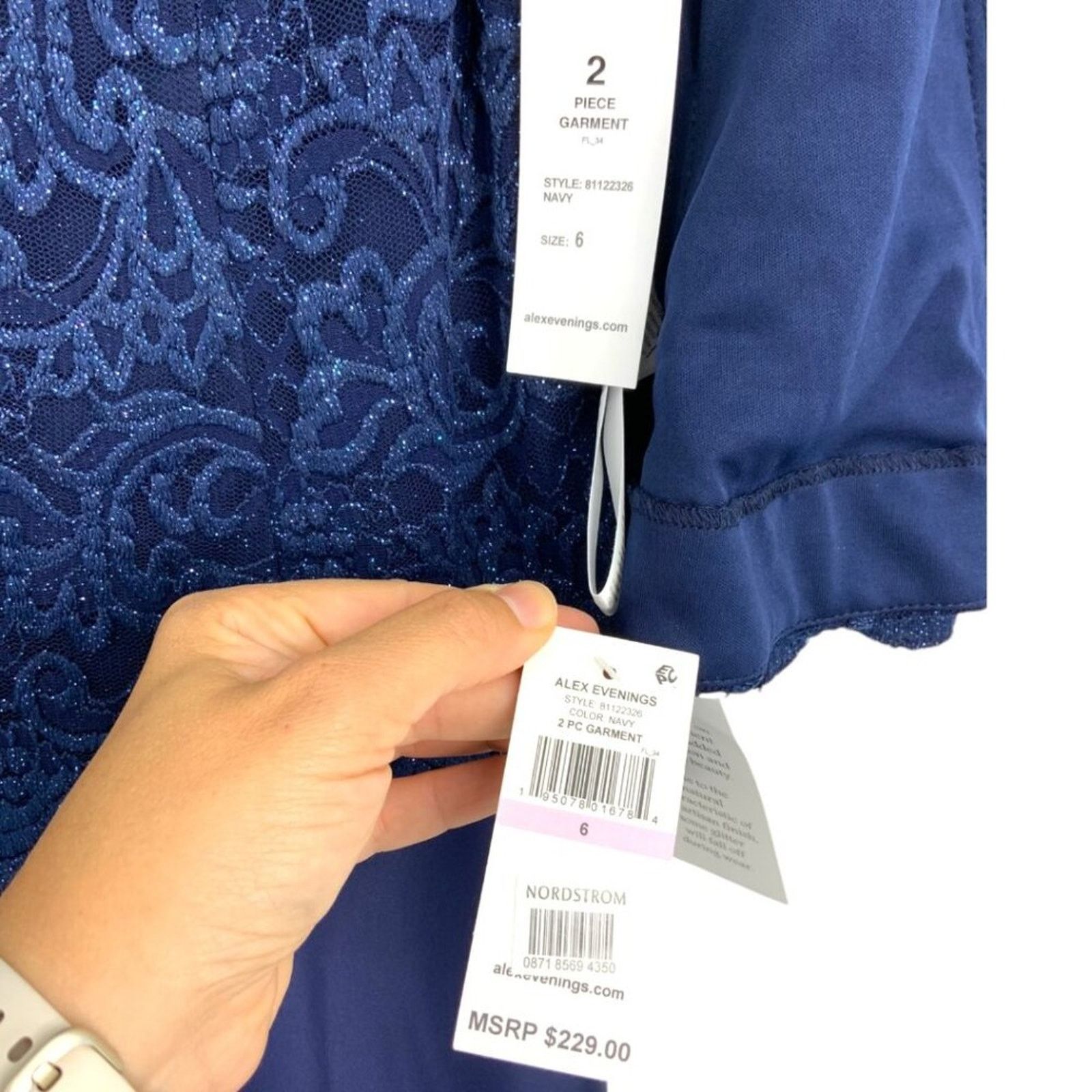 Alex Evenings Alex Evenings Embroidered Two-Piece Gown Navy Sz 6 NWT $229 Size S / US 4 / IT 40 - 6 Thumbnail