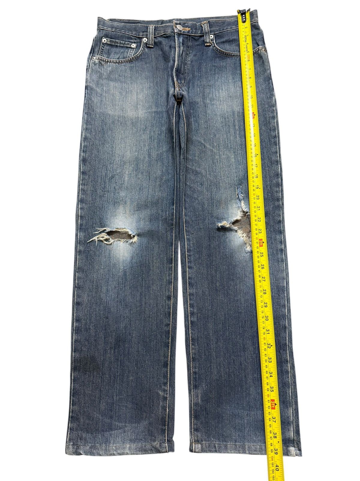 Edwin Vintage 90s Japan Edwin Blue Faded Wash Distressed Jeans Size US 32 / EU 48 - 9 Thumbnail