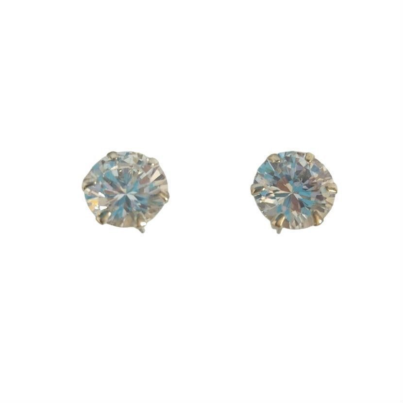 The Unbranded Brand Round Cut CZ Cubic Zirconia Stud Earrings Sterling Silver Size ONE SIZE - 2 Thumbnail