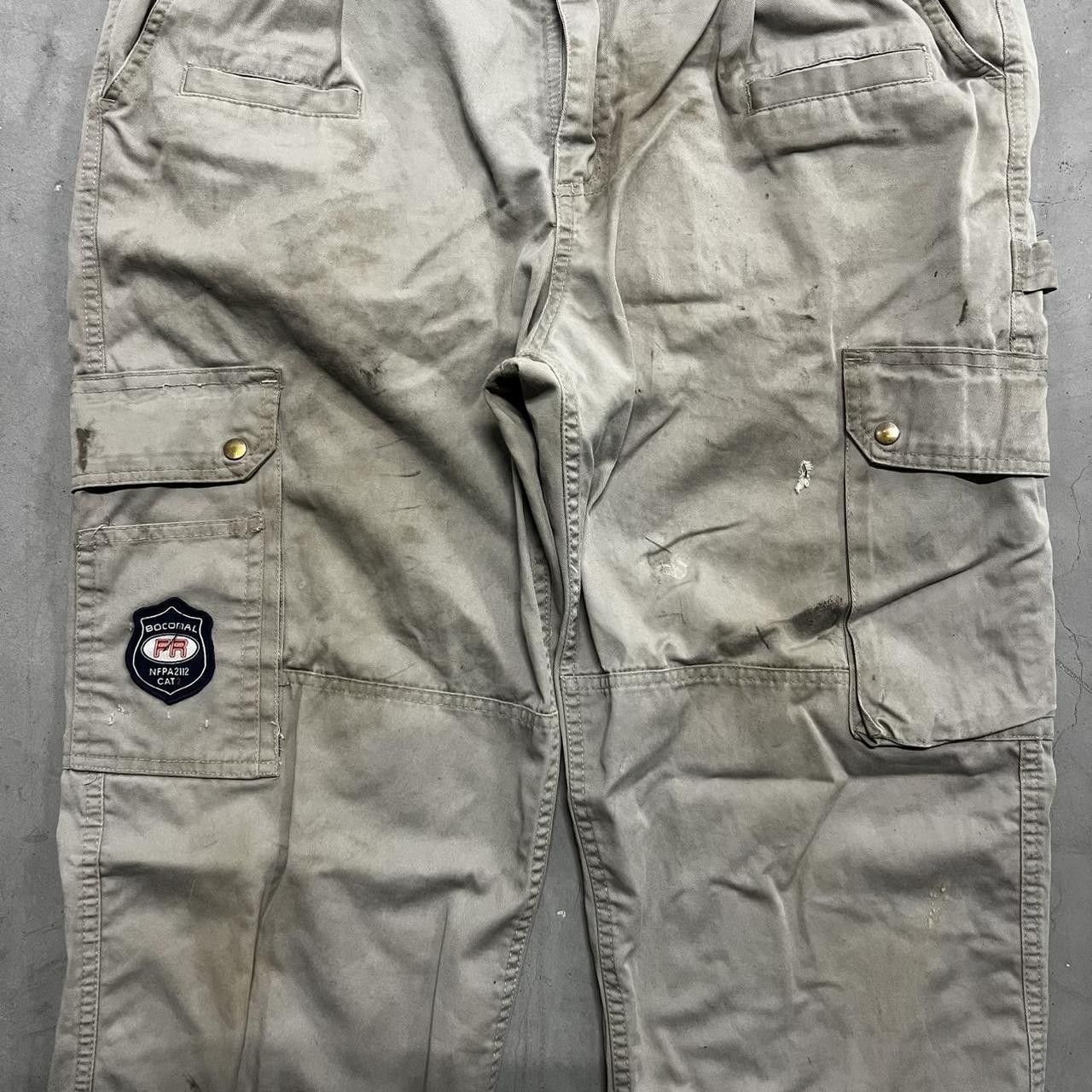 Vintage Vintage Y2K/2000s Super Baggy JNCO Style Distressed Skater Khaki Cargo Pants! Size US 36 / EU 52 - 5 Thumbnail
