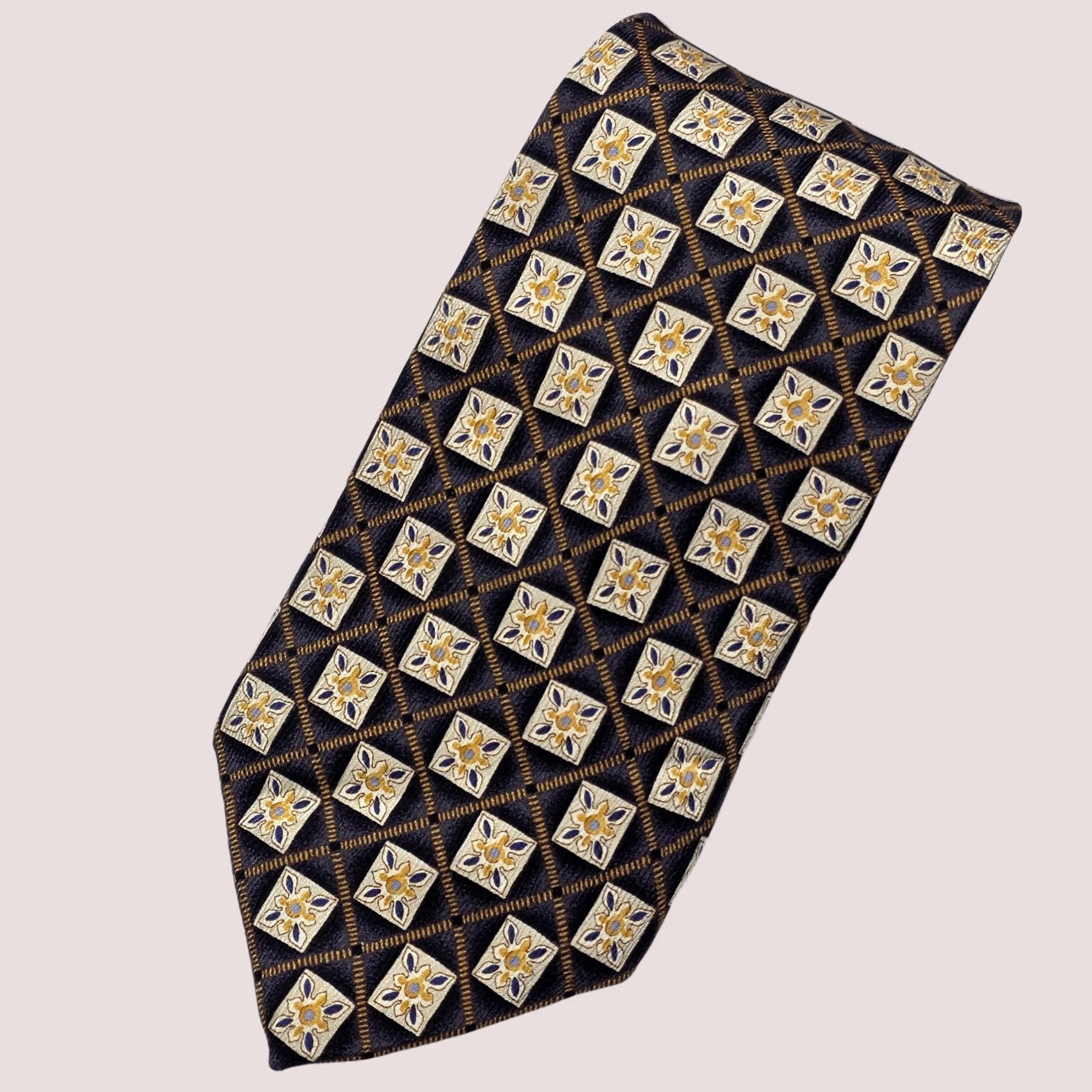 Robert Talbott Robert Talbott Studio Silk Necktie Mens Black Geometric USA Stylish Artsy Tie 59" Classic 4" Width TIE Mens Size ONE SIZE - 1 Thumbnail