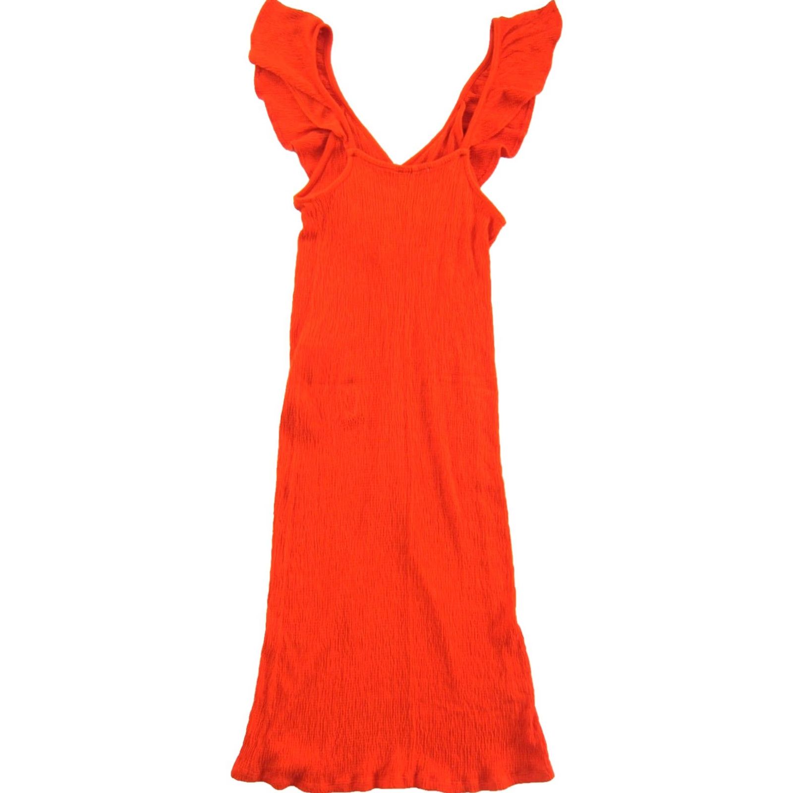 Zara ZARA Bright Orange Ribbed Jersey Stretch Deep V-Neck Midi Tank Dress Small Womens Size S / US 4 / IT 40 - 2 Thumbnail