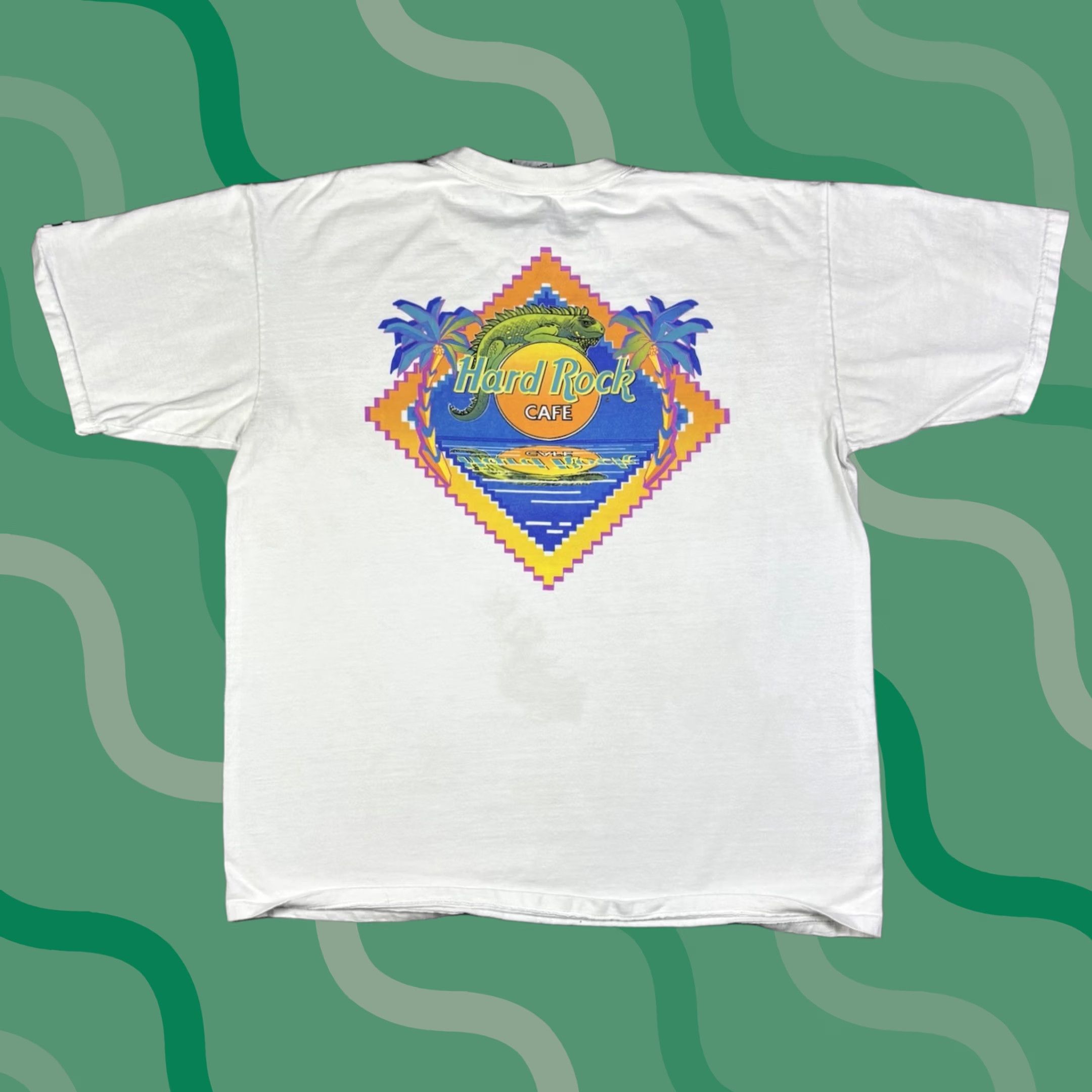 Hard Rock Cafe VINTAGE Hard Rock Cafe T Shirt XL White 90s Beach Bar Promo Mens Size US XL / EU 56 / 4 - 1 Thumbnail