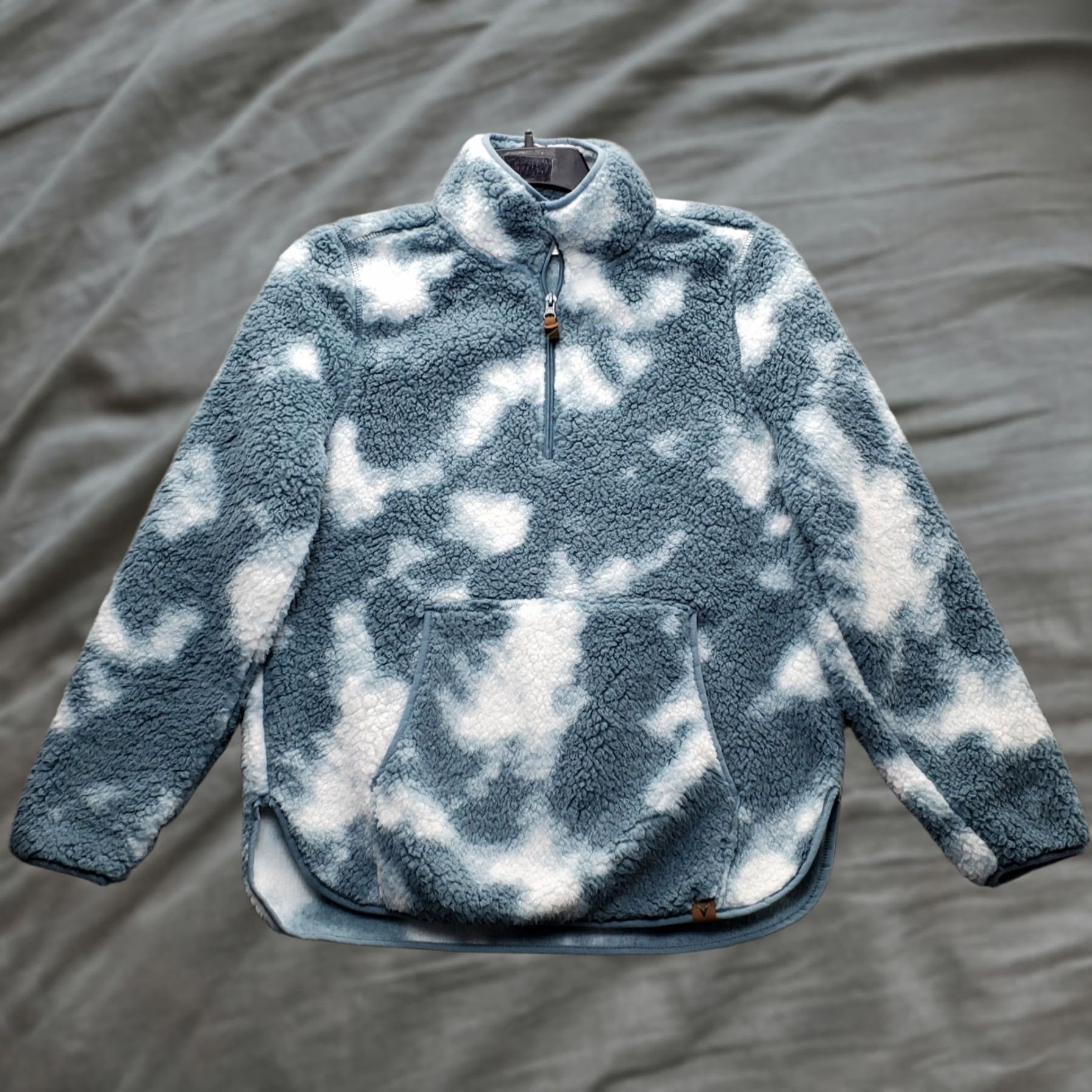 Vintage LIV Women's Sweater Shirt? Pullover 1/4 Zip Sherpa Fleece Multi Cloud-Patterned L, Size L, Mock Neck, Pockets, Winter Casual Shirt Size L / US 10 / IT 46 - 1 Thumbnail