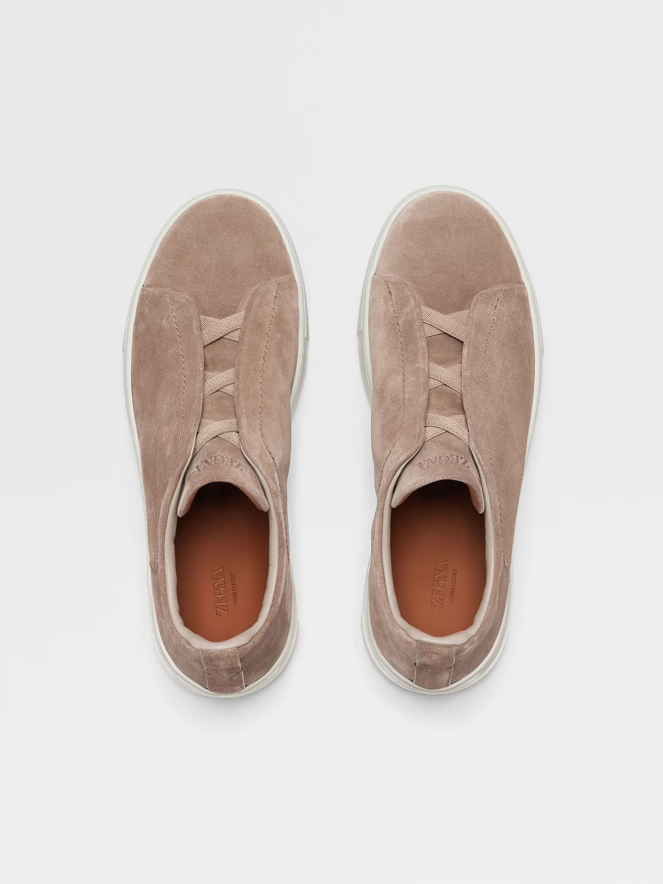 Ermenegildo Zegna o1s1rm0325 RLHSOY Triple Stitch™ Suede Sneakers in Beige Size US 10 / EU 43 - 3 Thumbnail
