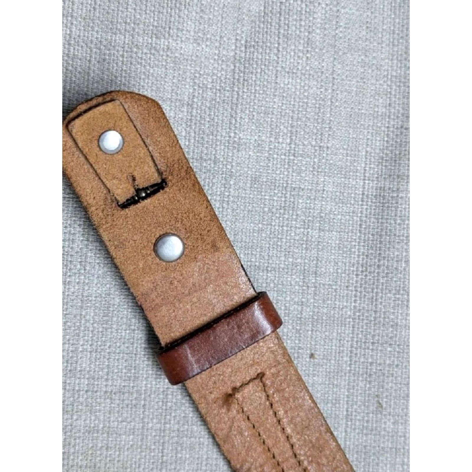 Vintage VINTAGE handcrafted western belt 38 brown leather Tooled Ranger belt Men Adult 38 Brown Western Belt Ranger Mens Size 38 - 6 Thumbnail