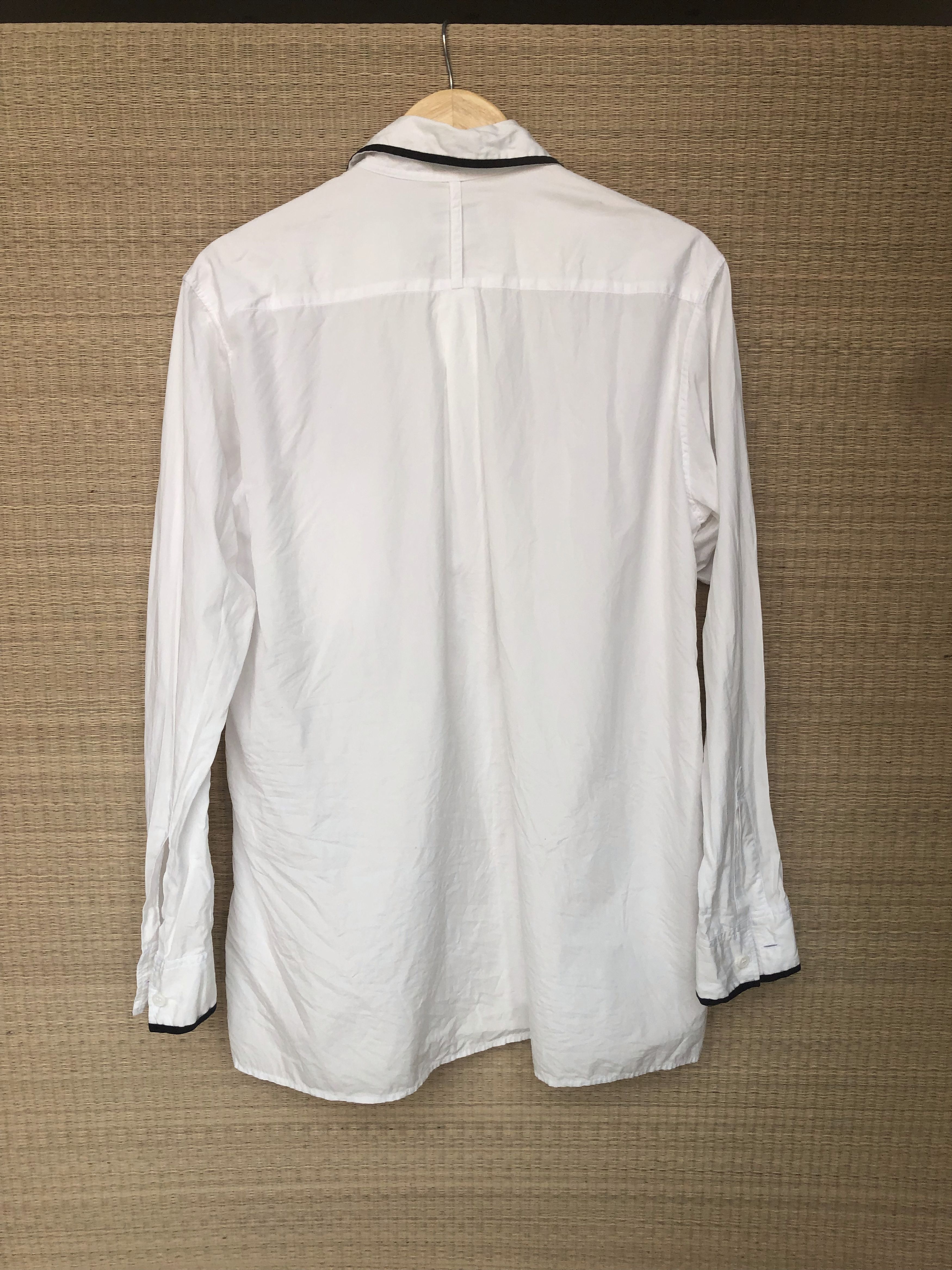 Yohji Yamamoto black pipping white shirt Size US M / EU 48-50 / 2 - 5 Thumbnail