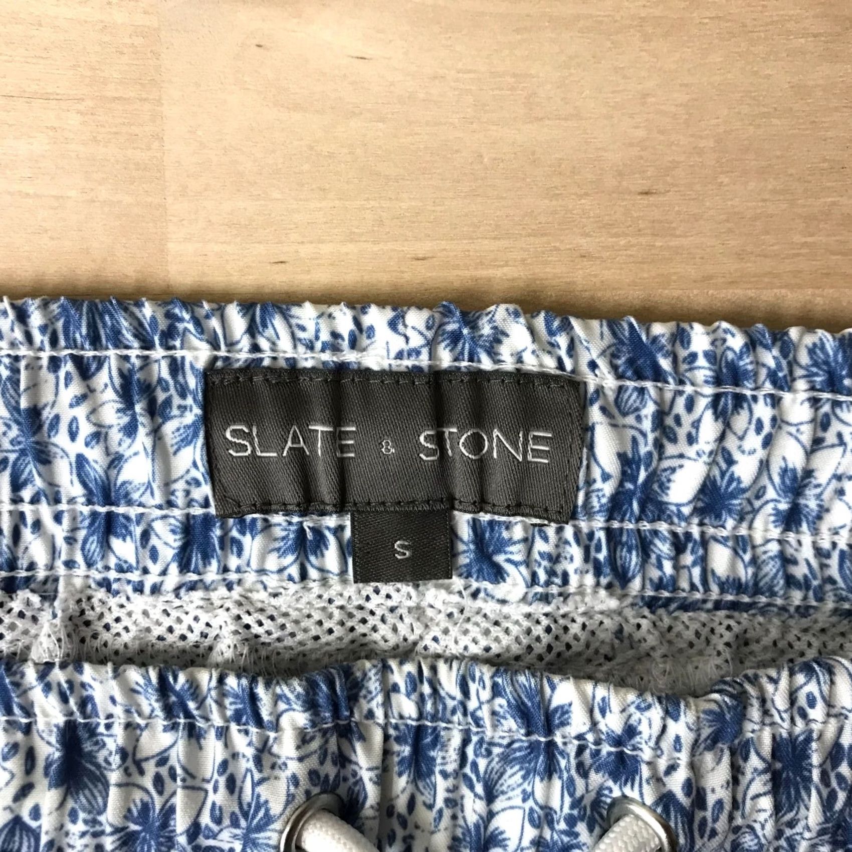 Vintage SLATE & STONE Mens Small Blue Drawstring Waist Swim Shorts Trunks Size US 29 - 7 Thumbnail