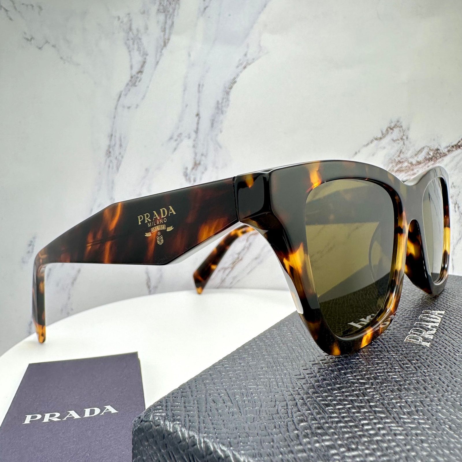 Prada New PRADA Sunglasses Brown Tortoise Square Butterfly Size ONE SIZE - 16 Thumbnail