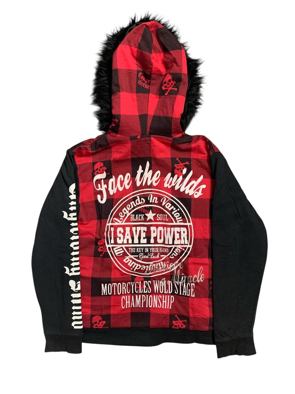 If Six Was Nine ZIP SKULL LGB If Six Was Nine PUNK Style Faux Fur Hoodie Size US M / EU 48-50 / 2 - 2 Thumbnail
