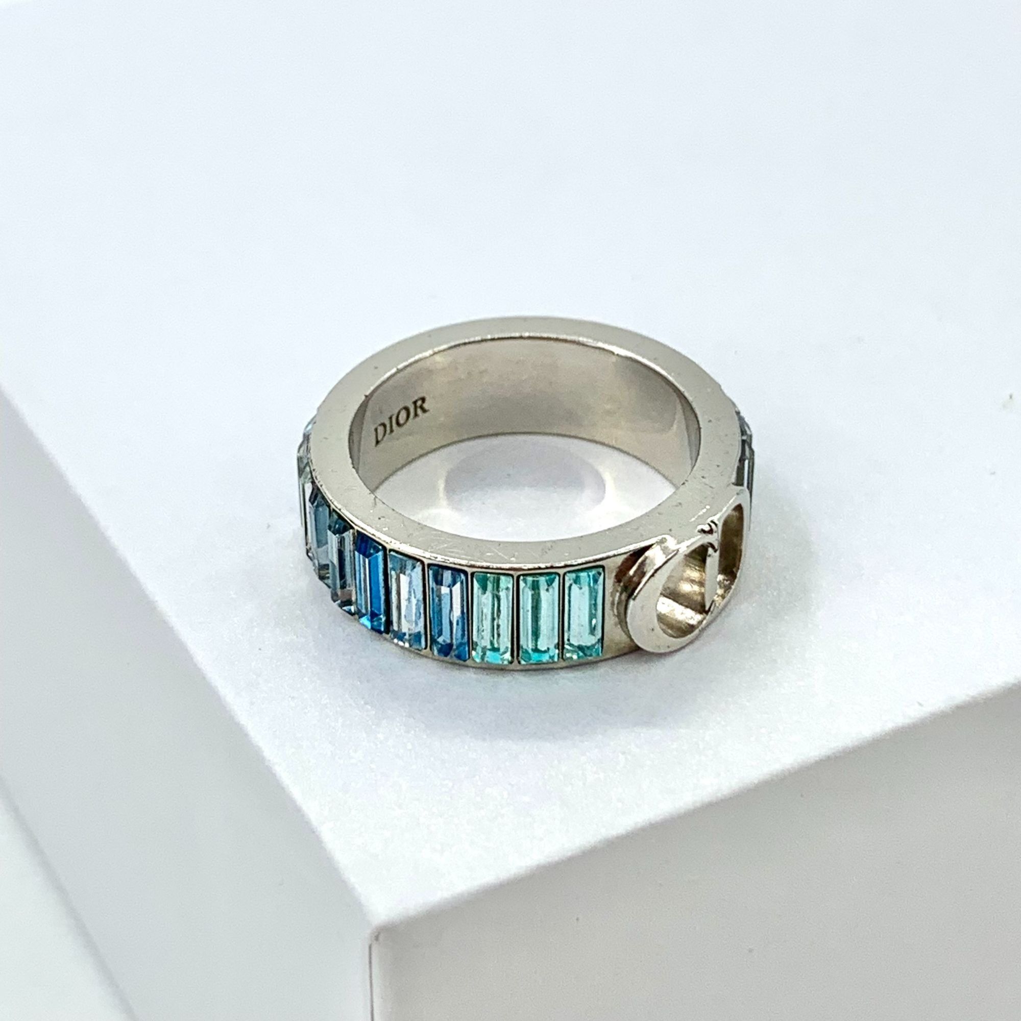 Dior Dior Silver CD Cutout Zirconia Ring with Crystals (Size M)💍 Size ONE SIZE - 8 Thumbnail