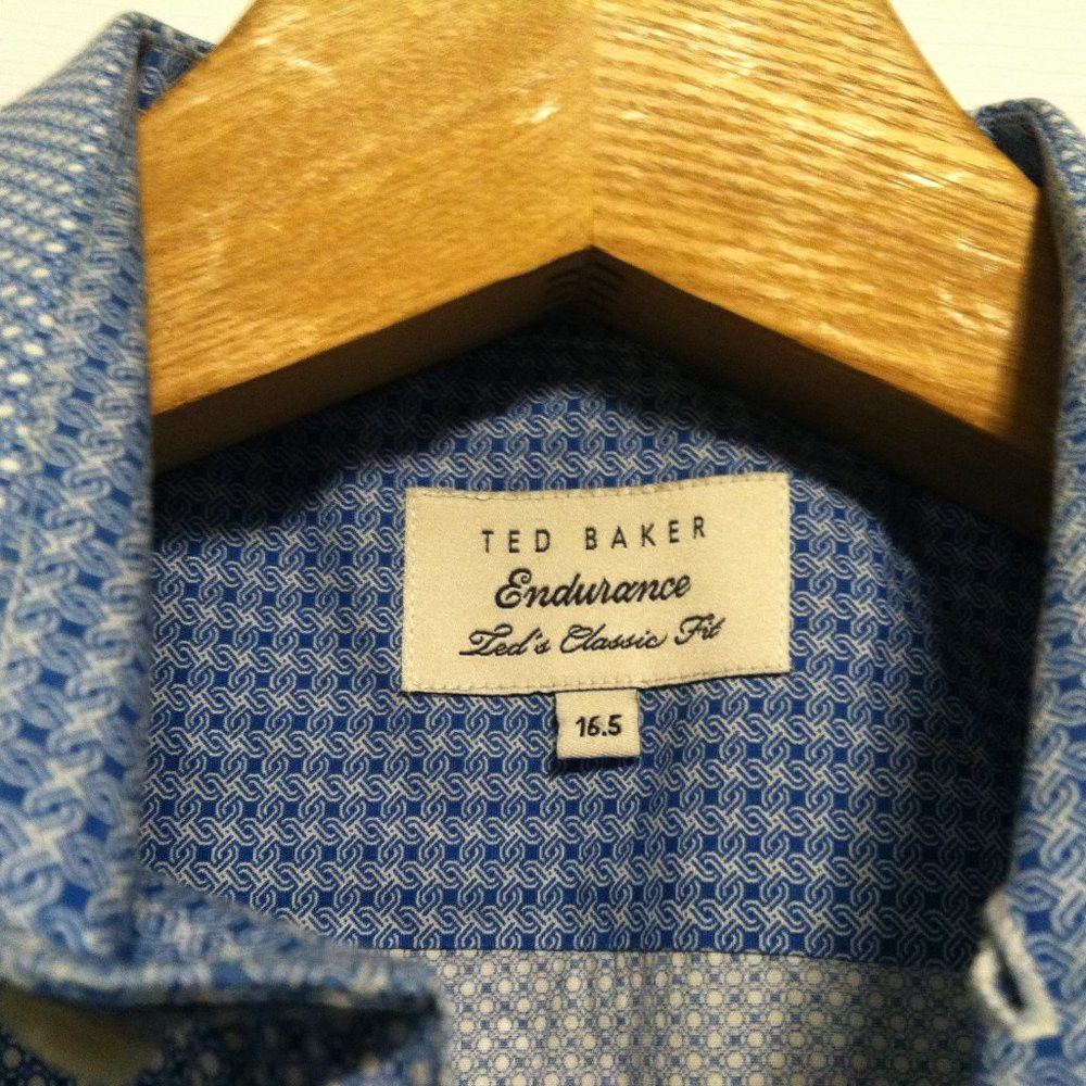 Ted Baker TED BAKER MENS BLUE 100%COTTON CASUAL SHIRT SIZE: 16.5 Size US L / EU 52-54 / 3 - 5 Thumbnail