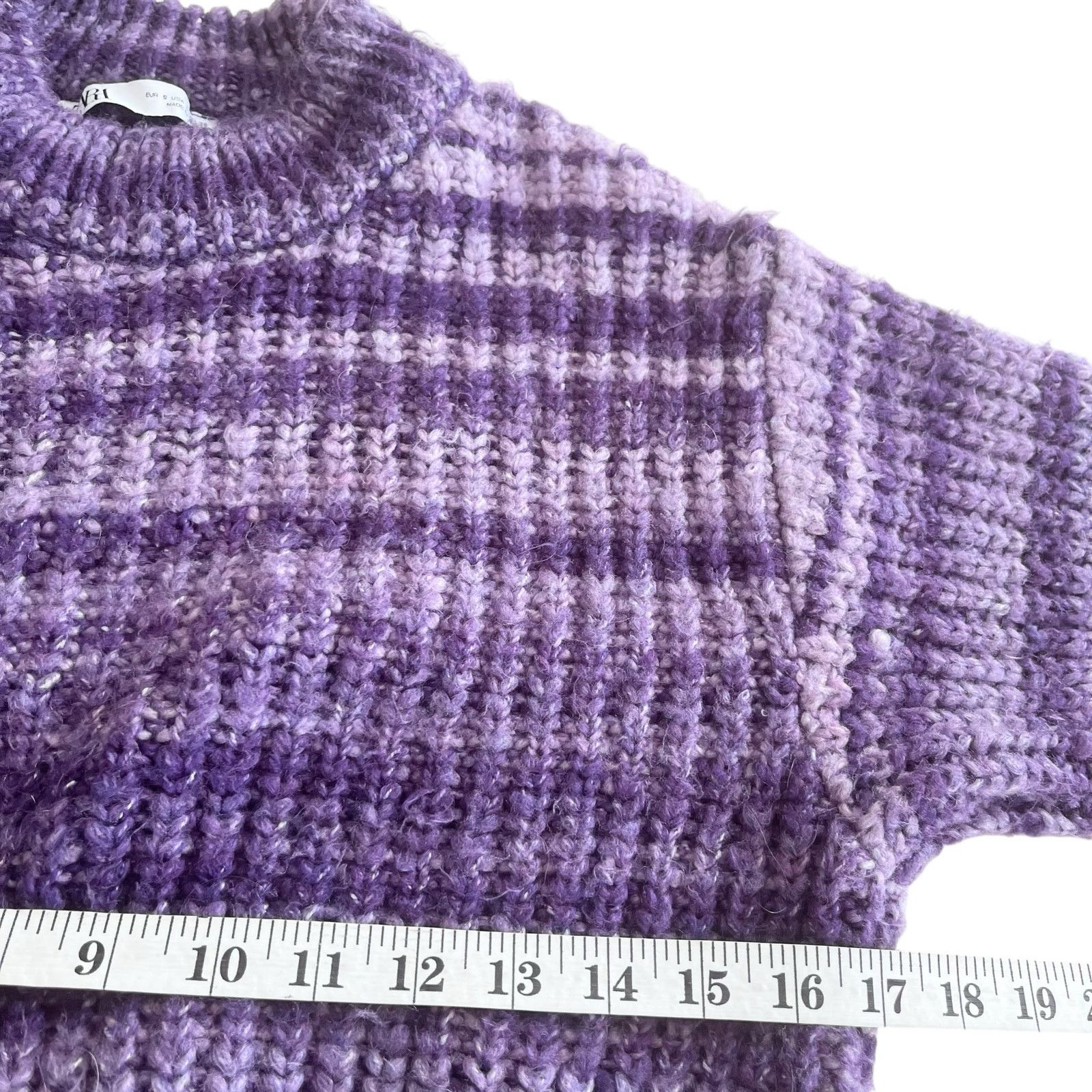 Zara Zara Purple Striped Chunky Knit Mock Neck Pullover Sweater Size S / US 4 / IT 40 - 6 Thumbnail