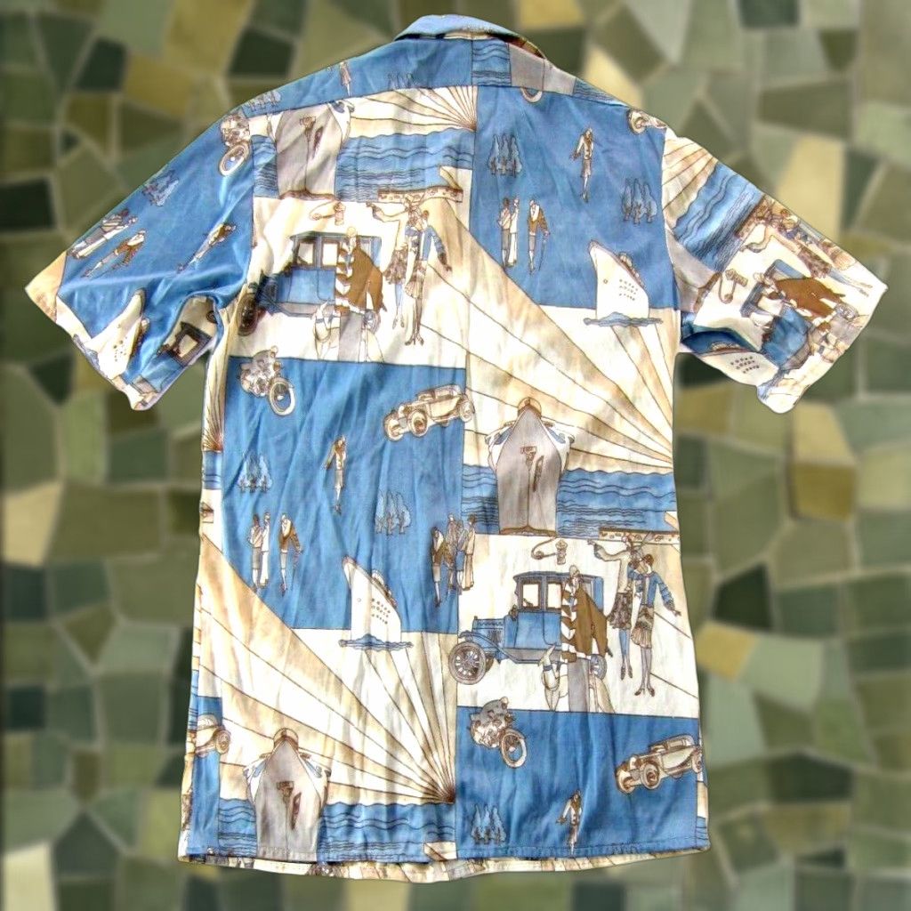 Vintage Vtg Unbranded Shirt Women M Blue Blue Boat Motorcycle People Button Down Short Sleeve Shirt Mens Womens Size M / US 6-8 / IT 42-44 - 1 Thumbnail