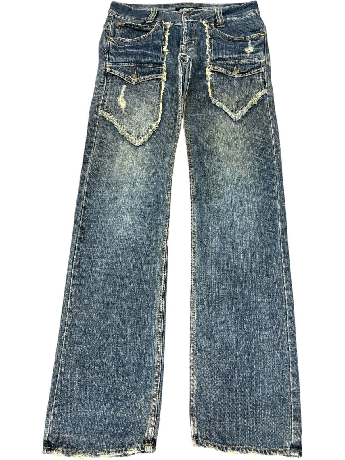 Japanese Brand Vintage Japanese Mud Wash Bush Pants Distressed Loose Jeans Size US 33 - 1 Thumbnail