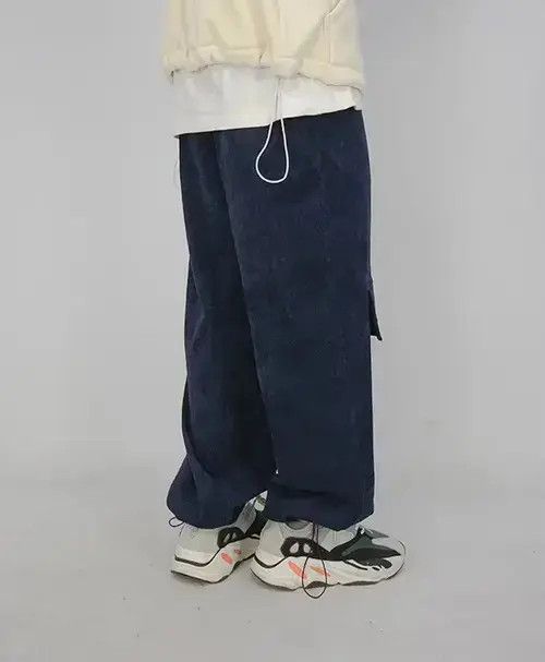 Jean 20AW Indigo Union Japan Black Oversized Corduroy Pants Size US 33 - 3 Thumbnail
