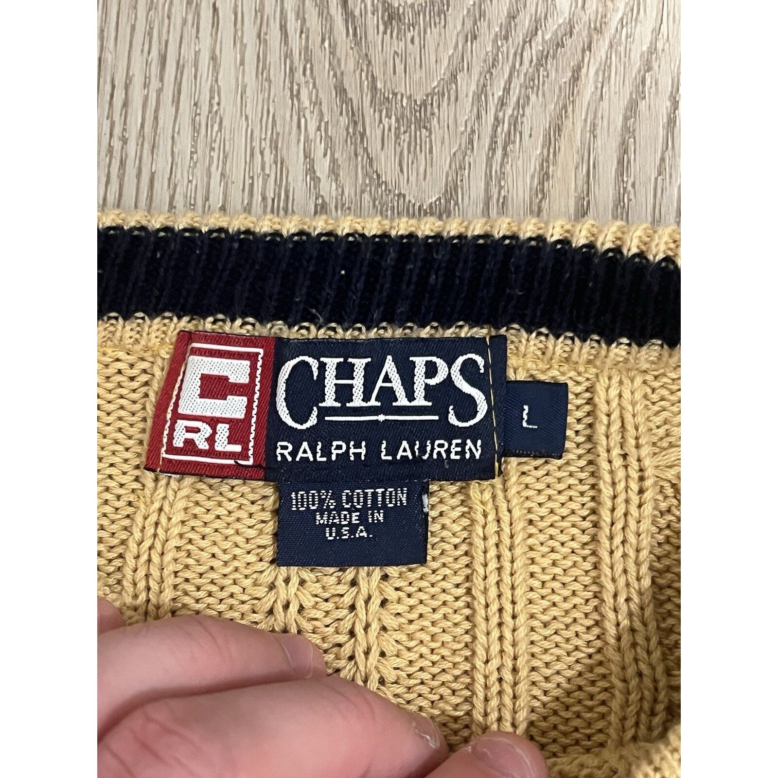 Chaps Vintage Chaps Ralph Lauren Cable-Knit Yellow Sweater Men’s L Size US L / EU 52-54 / 3 - 3 Thumbnail