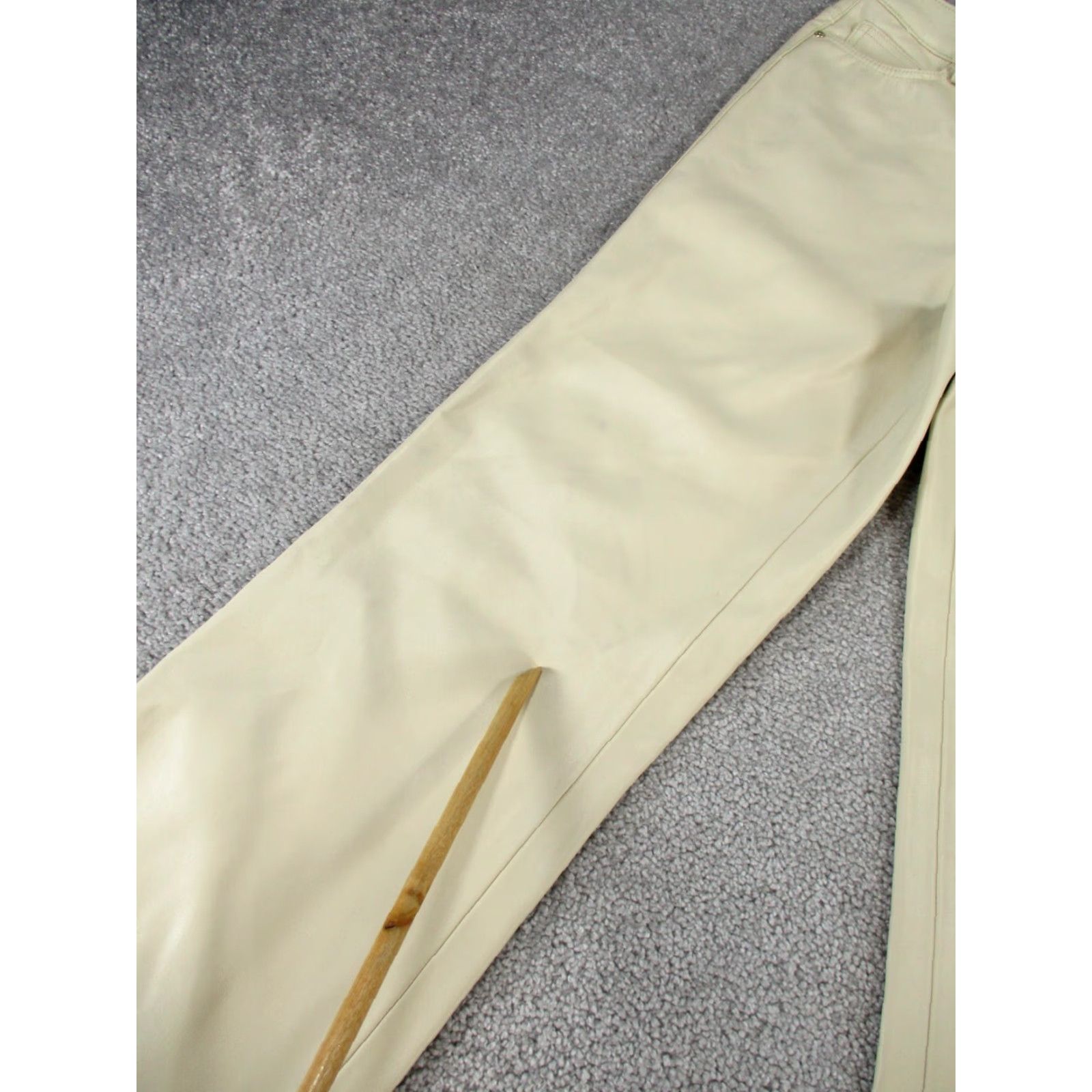Zara Zara Pants Womens 4 Beige Faux Leather Straight Leg NEW Stains Size 27" / US 4 / IT 40 - 2 Thumbnail