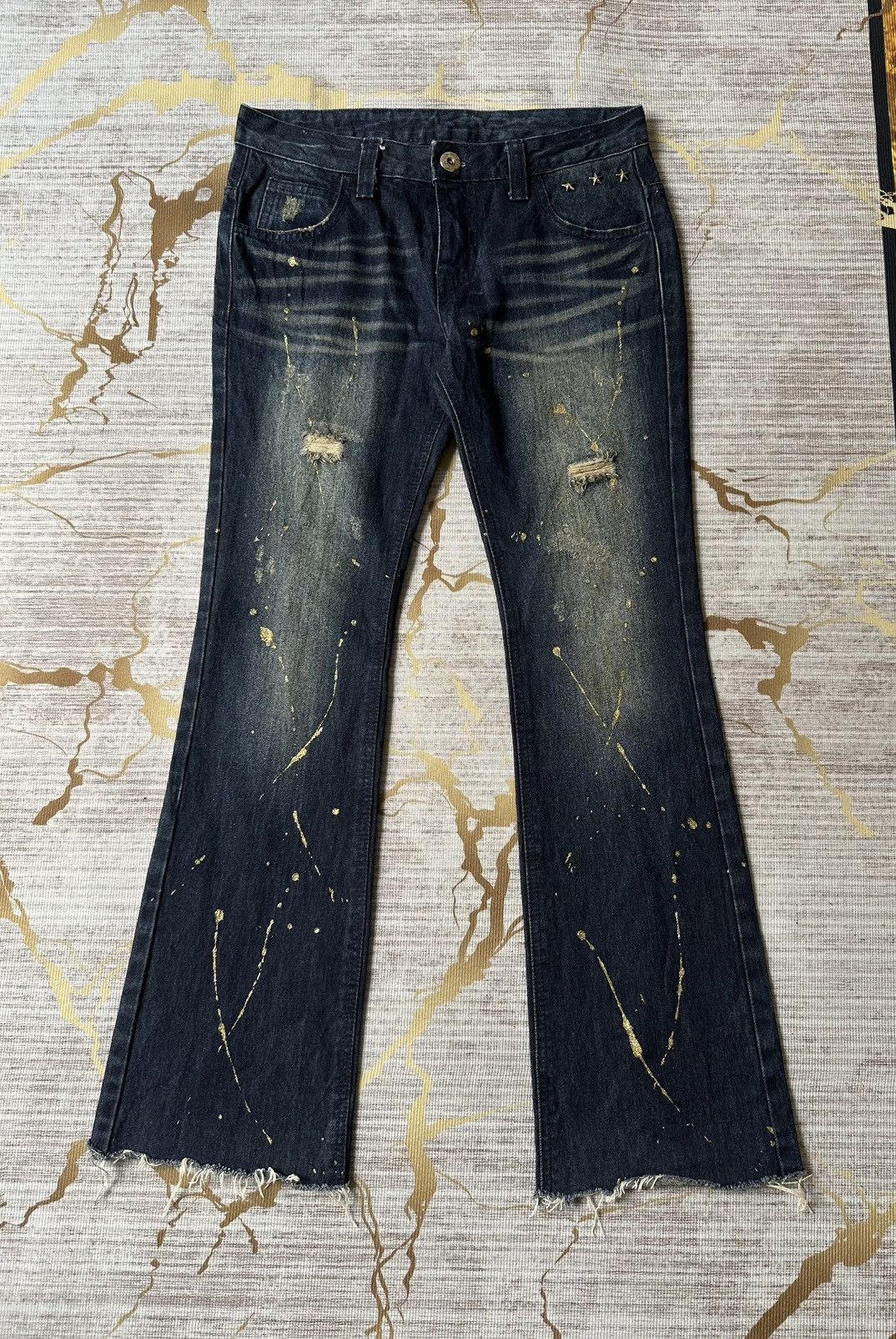 Japanese Brand FLARE Thirteen Japan Claw Marks Lowrise Design Denim Size US 29 - 2 Thumbnail