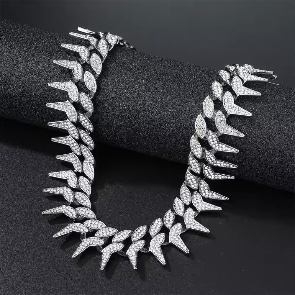 Other 24MM Width Bling Iced Out CZ Stones Thorns Chains Necklace Size ONE SIZE - 5 Thumbnail