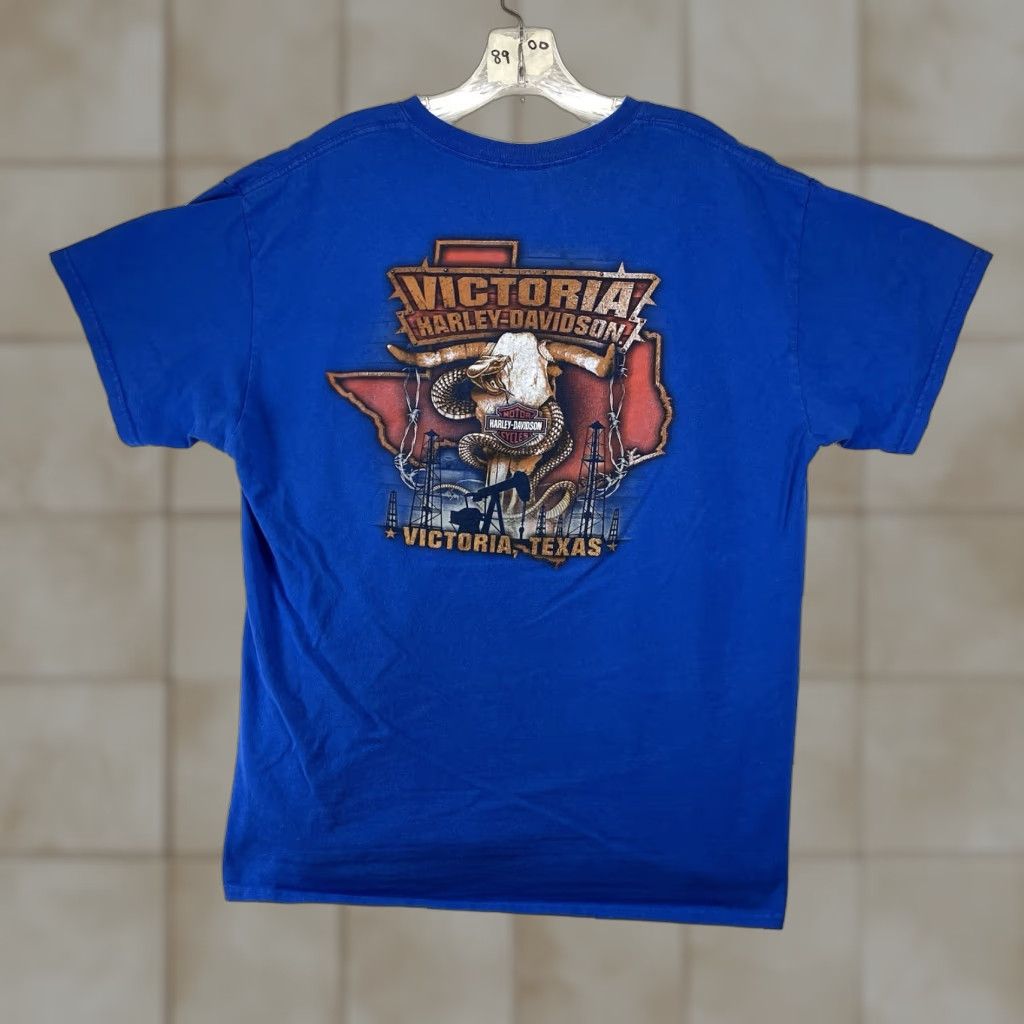 Harley Davidson Harley-Davidson Mens T-Shirt Large Blue Graphic Print Rattlesnake Stone Cold WWF Biker Size US L / EU 52-54 / 3 - 1 Thumbnail