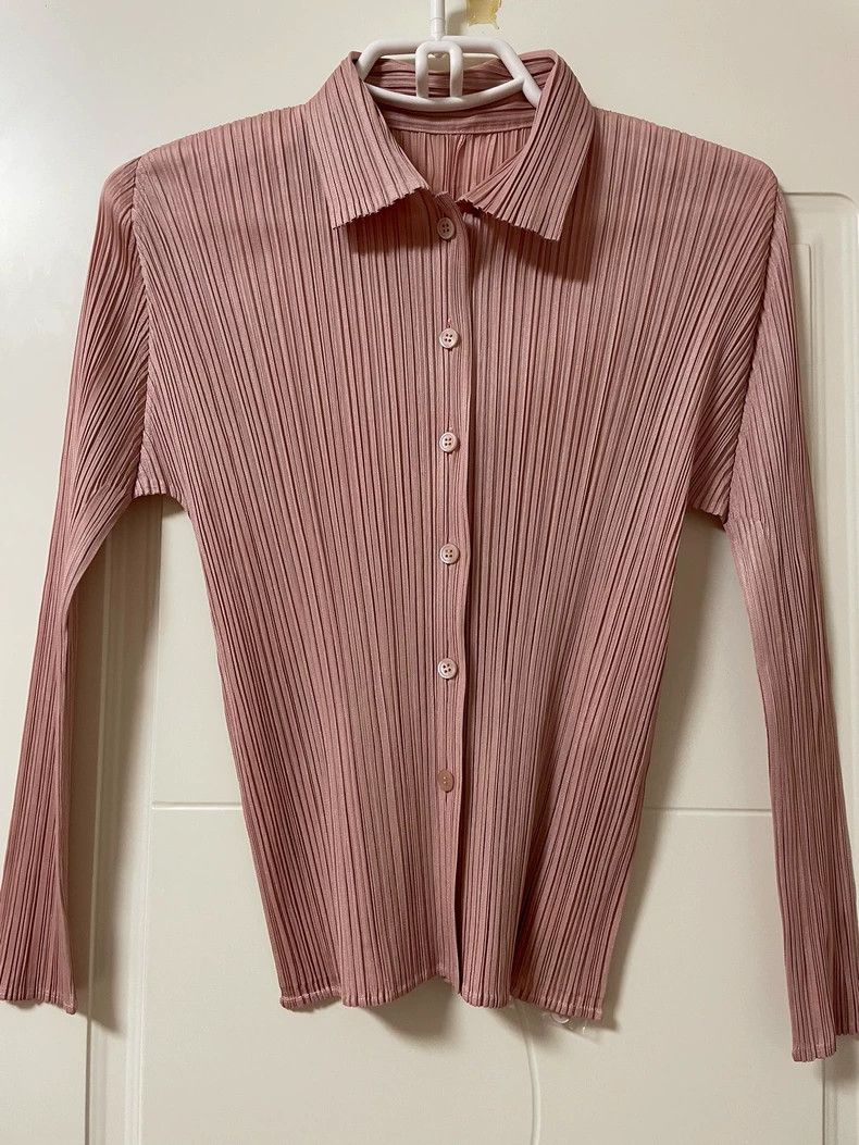 Issey Miyake Issey Miyake Pink pleated shirt Size L / US 10 / IT 46 - 1 Thumbnail