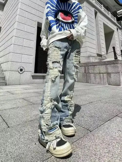Designer × Japanese Brand × Vintage hiphop damaged ripped faded flared jeans Size US 30 / EU 46 - 3 Thumbnail