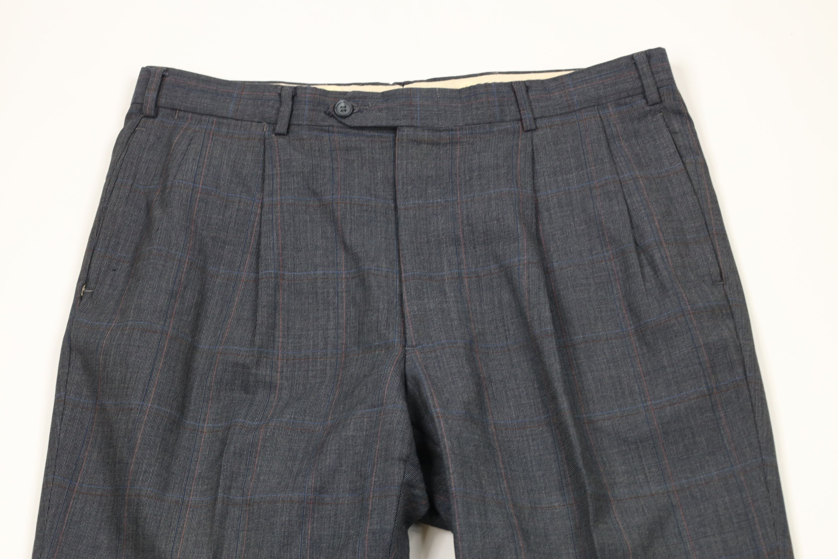 Vintage Vintage 70s Streetwear Cuffed Wide Leg Chino Pants Plaid Size US 34 / EU 50 - 2 Thumbnail
