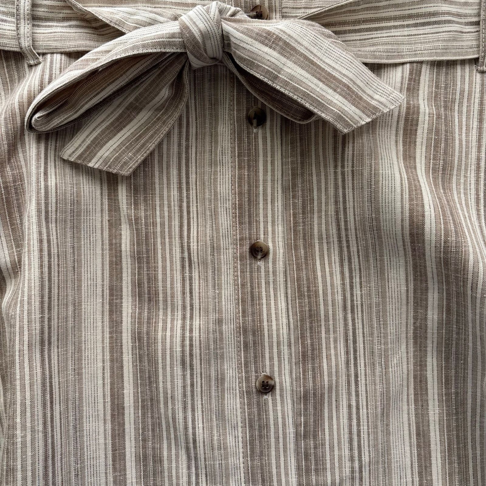 Comune Bar III Daydream Striped Linen Blend Belted Midi Skirt 16W Size 38" / US 16 / IT 52 - 5 Thumbnail