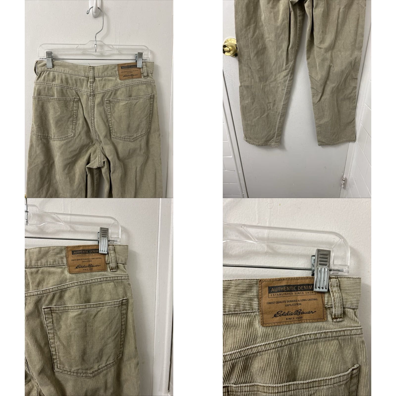 Eddie Bauer VINTAGE Eddie Bauer Pants Mens 30x28 Corduroy Tan Straight Leg 100% Cotton YKK Button Zip Front 5-Pocket Design Leather Patch Size US 30 / EU 46 - 8 Thumbnail