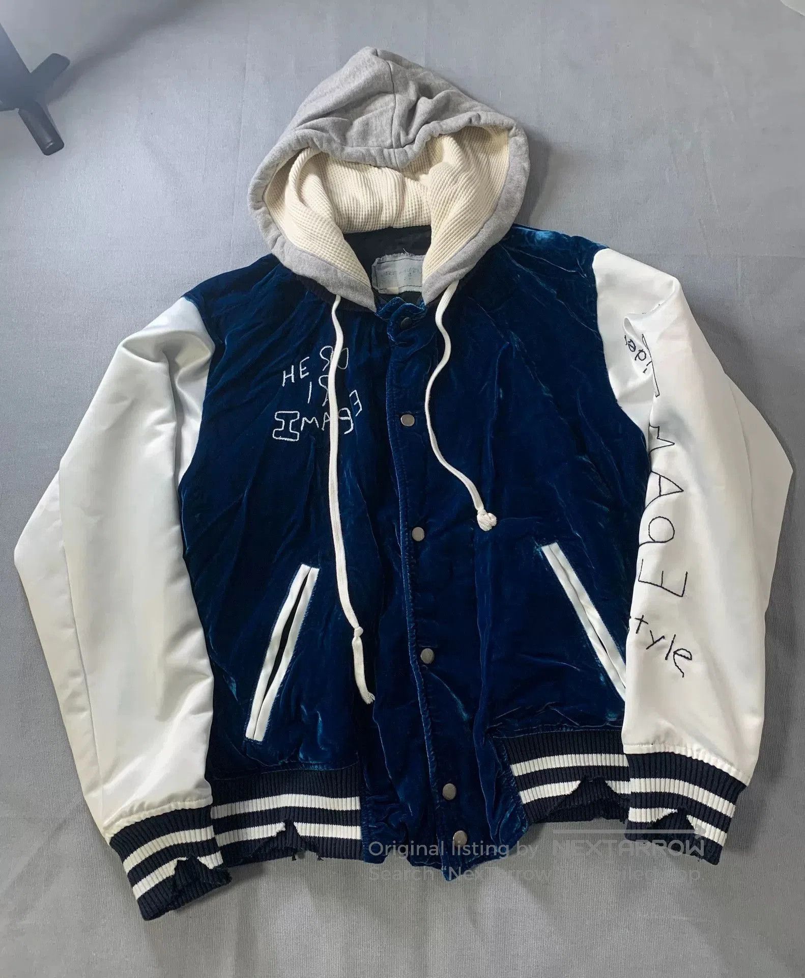 Greg Laurent Blue Velvet Baseball Jacket.