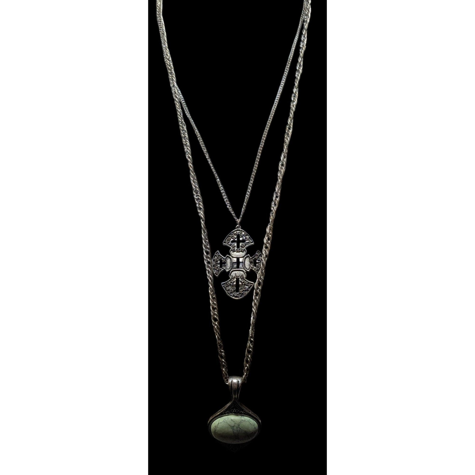 Other Whimsygoth Multilayer Double Pendant Cross And Cabochon Neck Size ONE SIZE - 3 Thumbnail