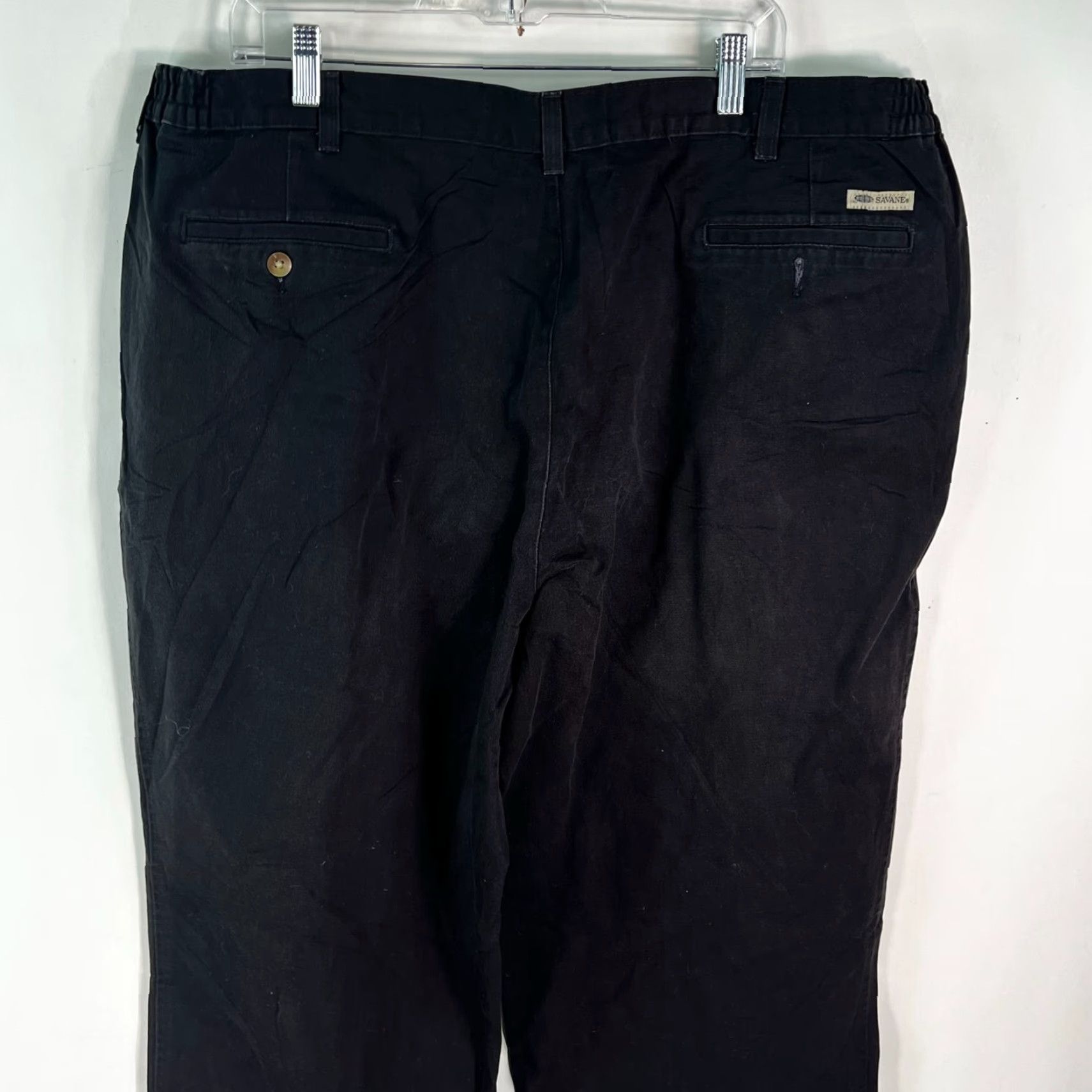 Savane Savane Mens Comfort Plus Waistband Black Dress Pants Size 44 Regular 32 Inseam Straight Leg Non- Vintage (Adult Men) Size US 44 / EU 60 - 7 Thumbnail