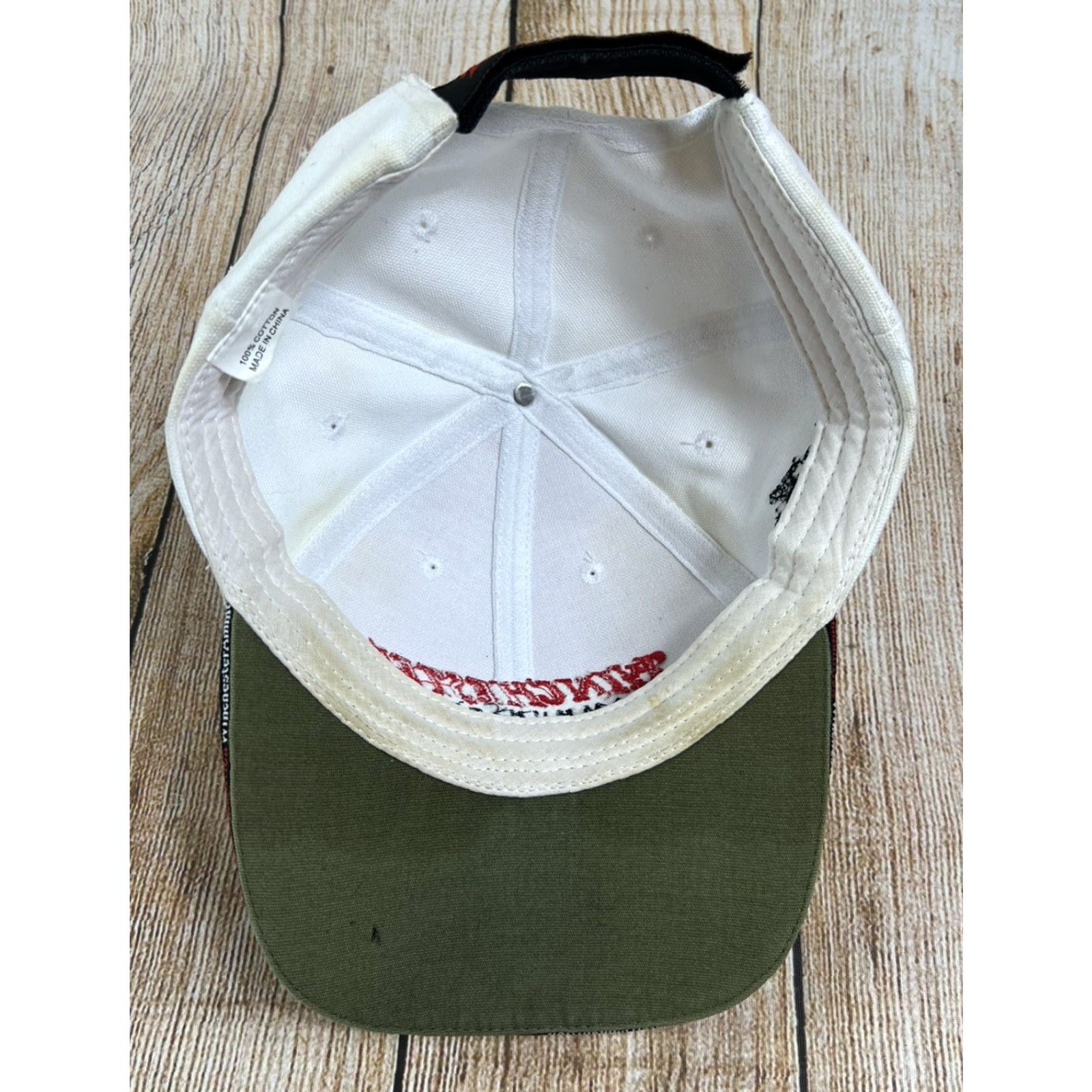 Vintage VINTAGE Winchester Ammunition Hat White Red Black Cap Adjustable Baseball Cap Men One Size White Cotton Size ONE SIZE - 5 Thumbnail