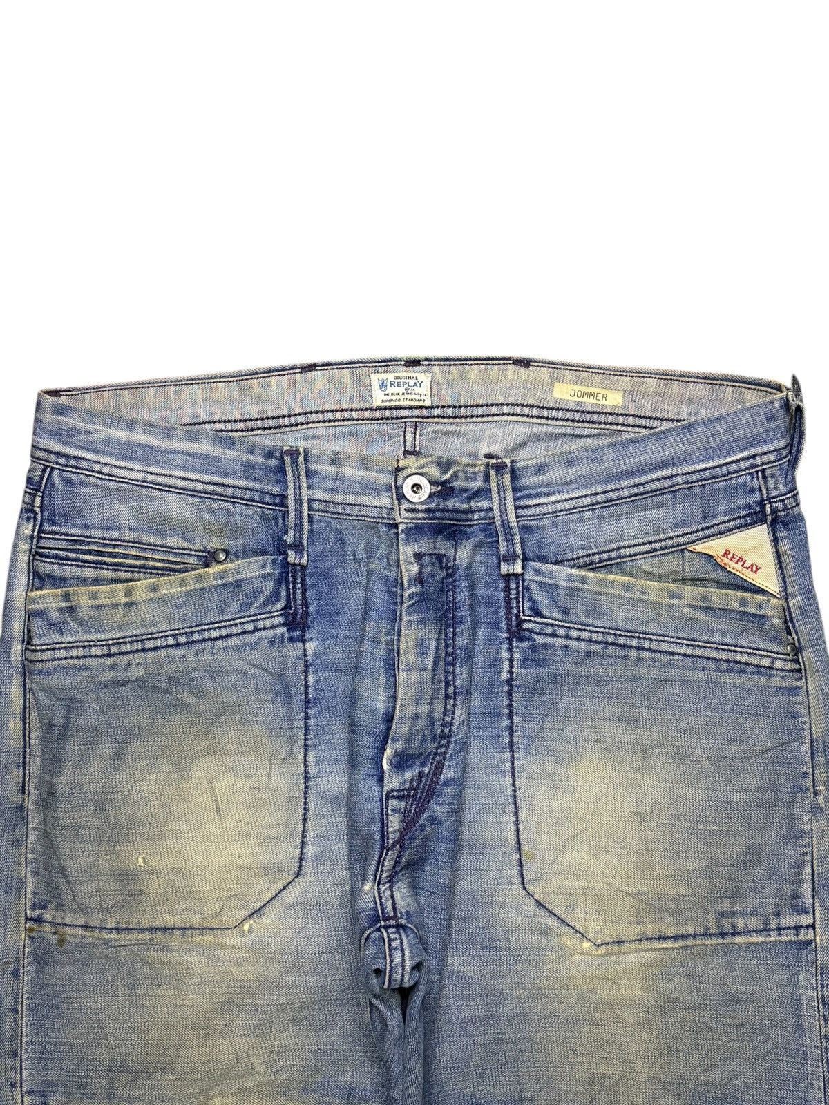 Japanese Brand Vintage Replay Button Fly Mud Wash Loose Baggy Jeans Size US 36 / EU 52 - 4 Thumbnail