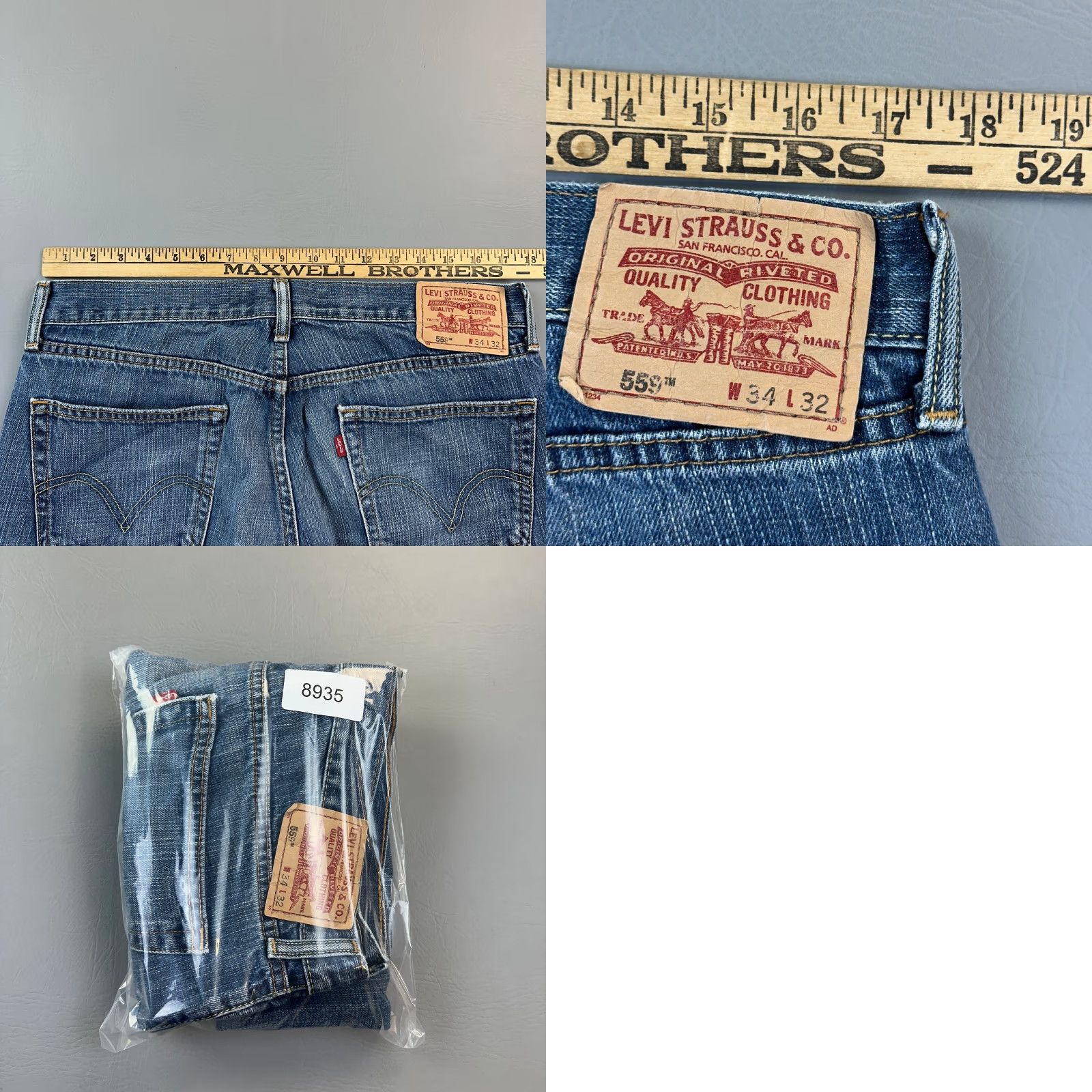 Levi's VINTAGE Levi's 559 Jeans Mens 34x32 Blue Denim Relaxed Straight Grunge Y2K Jeans Mens Size US 34 / EU 50 - 9 Thumbnail