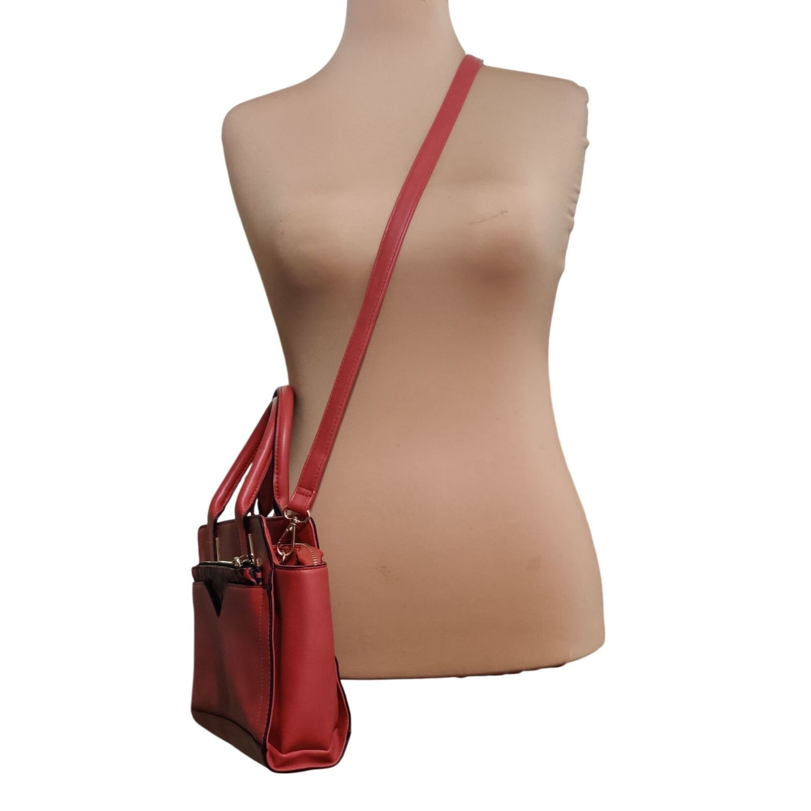 Other Red Faux Leather Leopard Accent Satchel Crossbody Bag Y2K Ma Size ONE SIZE - 8 Thumbnail