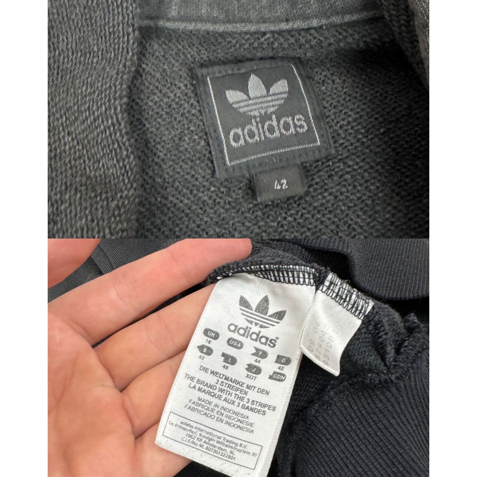 Adidas × Japanese Brand × Vintage Adidas Men Black Trefoil Logo Long Sleeve Pullover Hoodie 42 Size US S / EU 44-46 / 1 - 2 Thumbnail