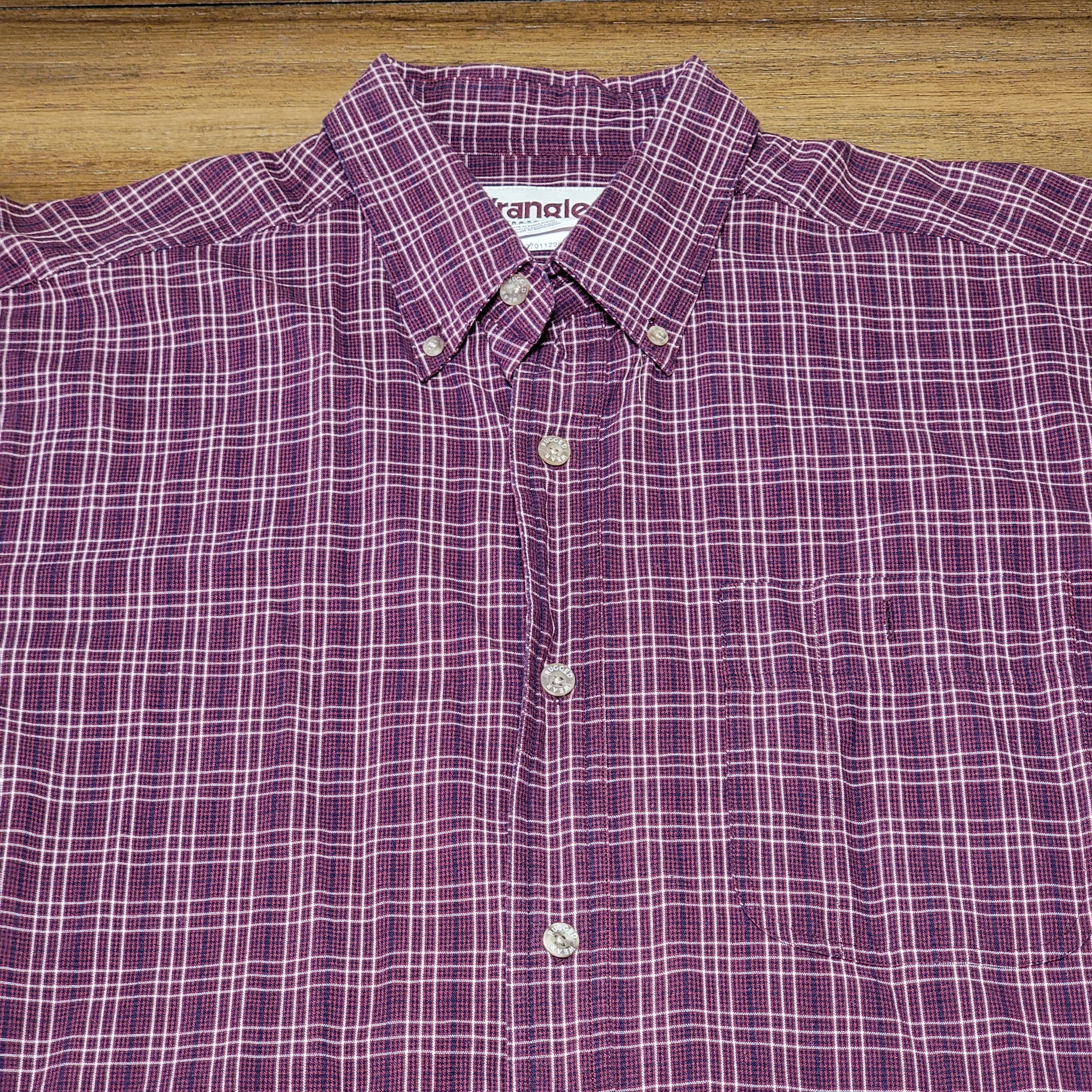 Wrangler Wrangler SS Full Button Dark Purple Plaid Shirt - Size XLT Size US XL / EU 56 / 4 - 2 Thumbnail