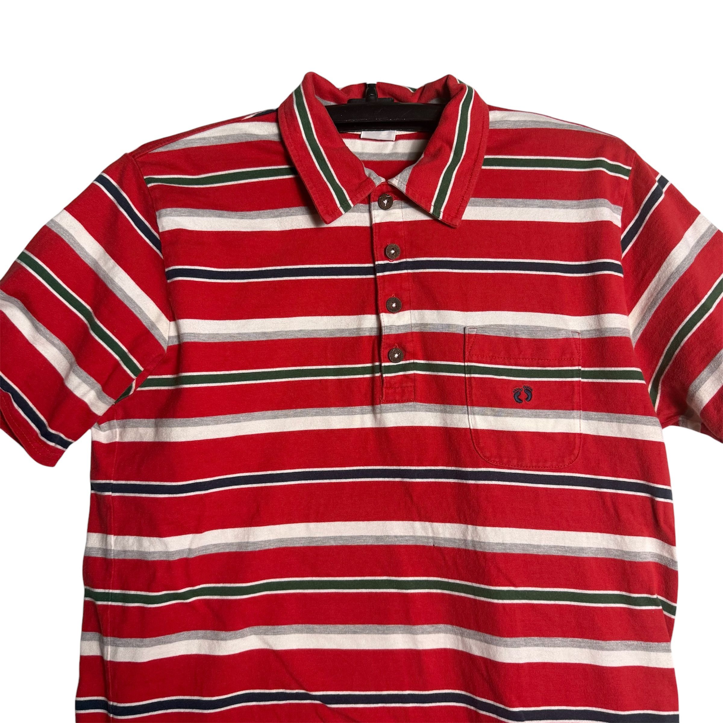 Hang Ten 🔥RARE🔥Vintage Hang Ten Stripes Wooden Button Polo Shirt Size US L / EU 52-54 / 3 - 2 Thumbnail