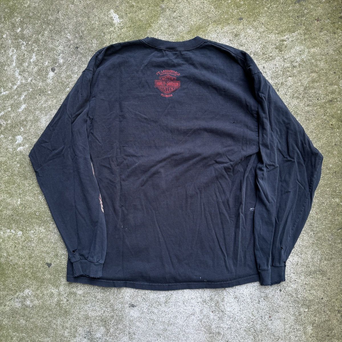 Harley Davidson Thrashed Faded Distressed Flame Longsleeve ERD Grunge Chrome Size US XL / EU 56 / 4 - 9 Thumbnail