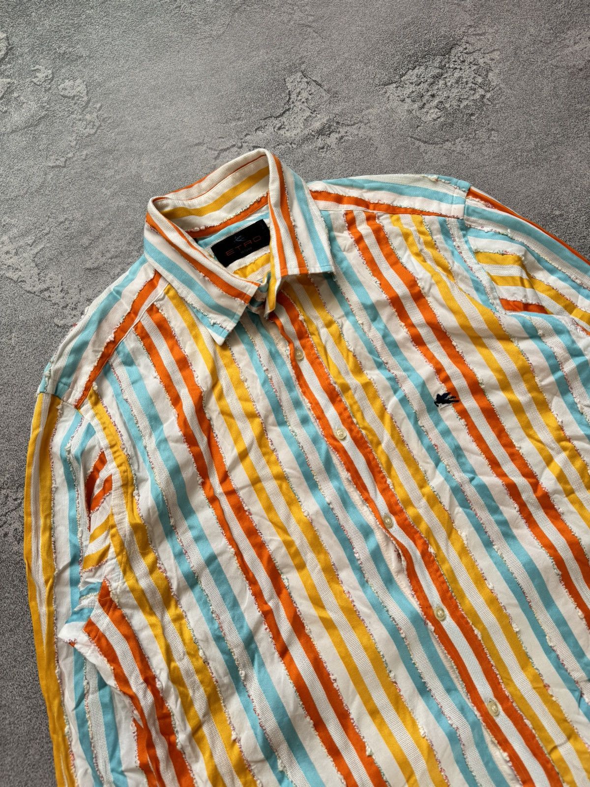 Etro × Vintage ETRO L striped multicolour shirt button up dress long sleeve Size US L / EU 52-54 / 3 - 7 Thumbnail