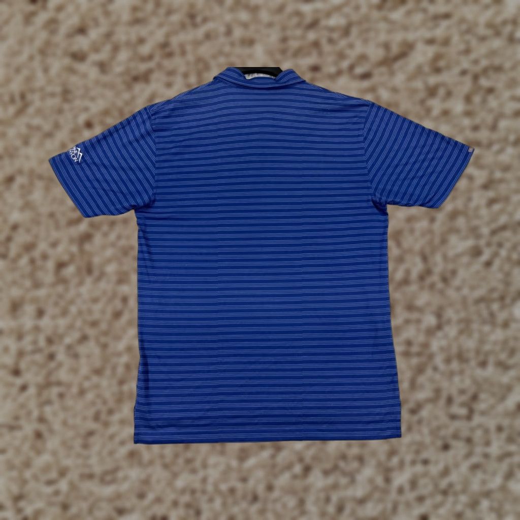 Vintage Dunning Polo Shirt Mens XL Blue Stripe Polyester Blend Sports Polo Shirt Size US XL / EU 56 / 4 - 1 Thumbnail